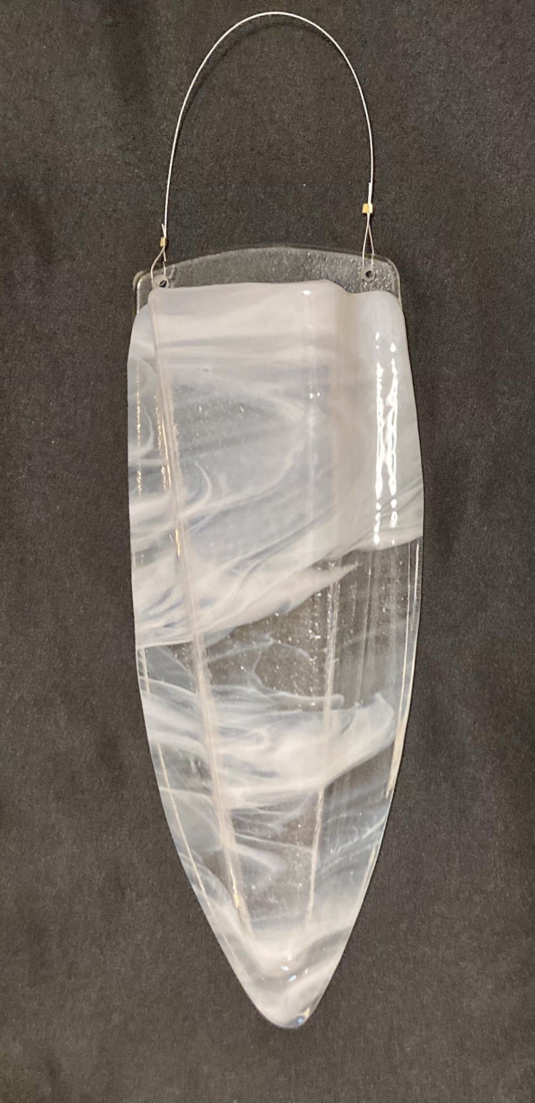 Wall Vase Glass Pocket For Flowers – Curley Mill Studio NY 7″ X 3″ Fused Glass