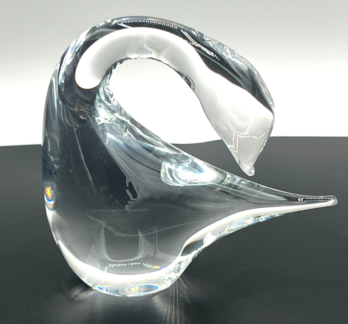 Marcolin Swedish Crystal Swan Art Glass Signed Hand Blown Murano Styled Glass
