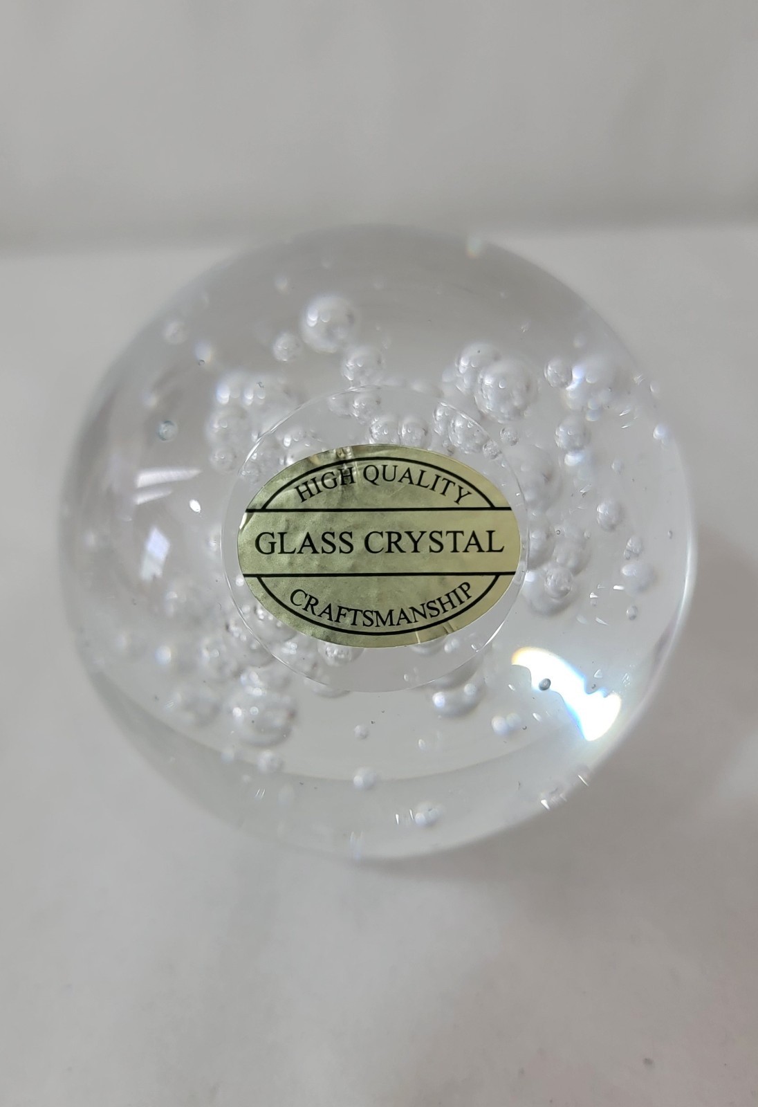 Clear Glass Orb Paper Weight With Floating Bubbles 2.75″ Round Crystal Ball