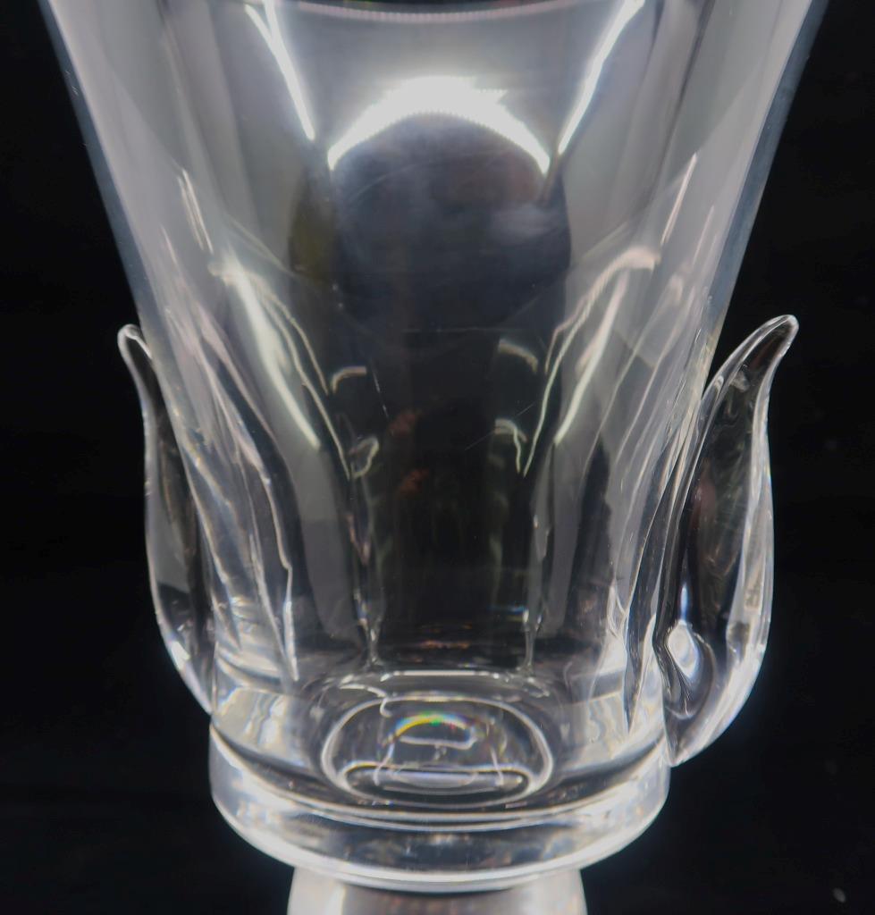 Art Glass Steuben 8113 Lloyd Atkins, LYRE Flower Vase, 7 1/4″ H