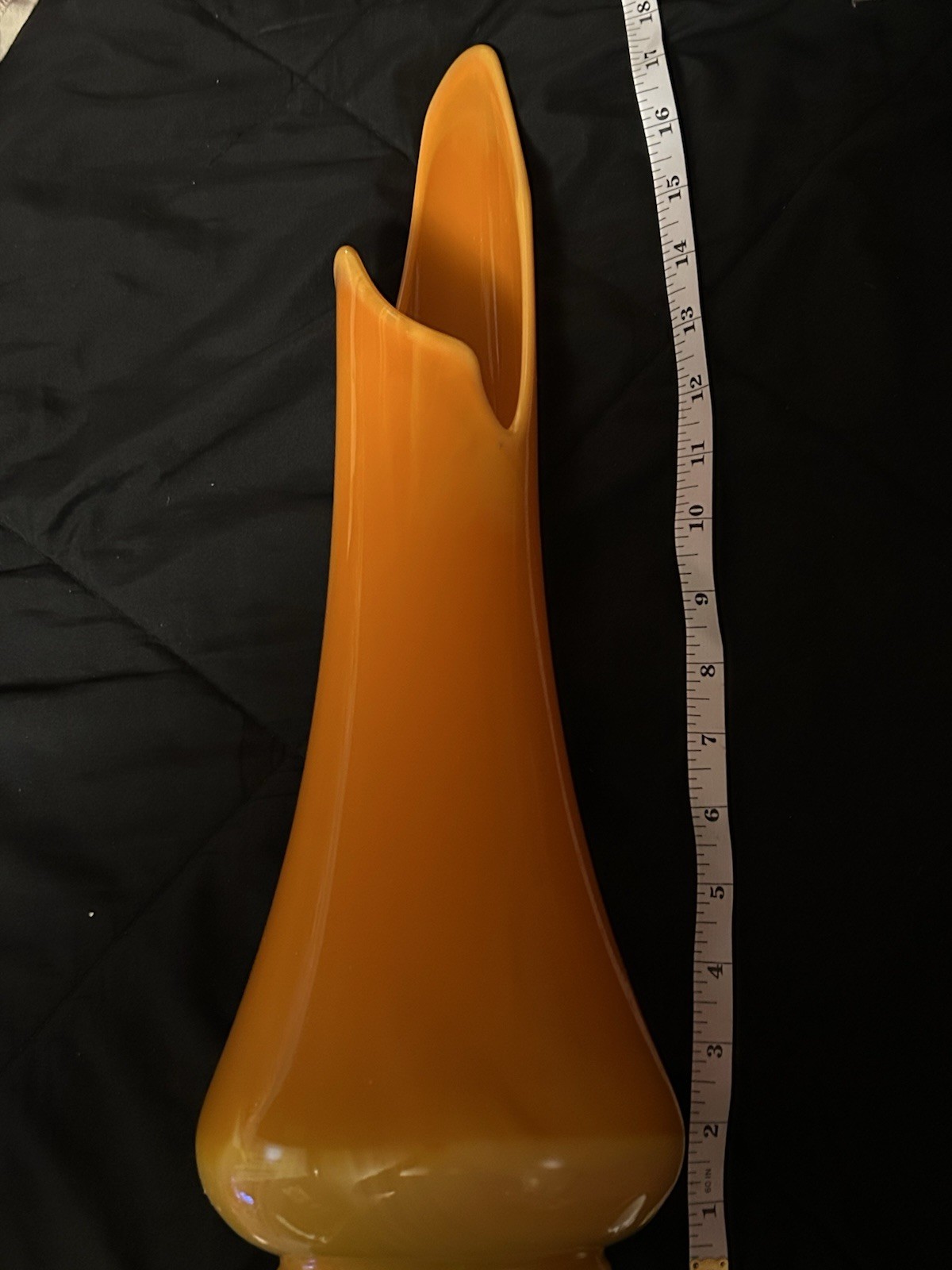L.E. Smith Glass Bittersweet Orange Swung Vase Mid Century Modern Decor ~18”