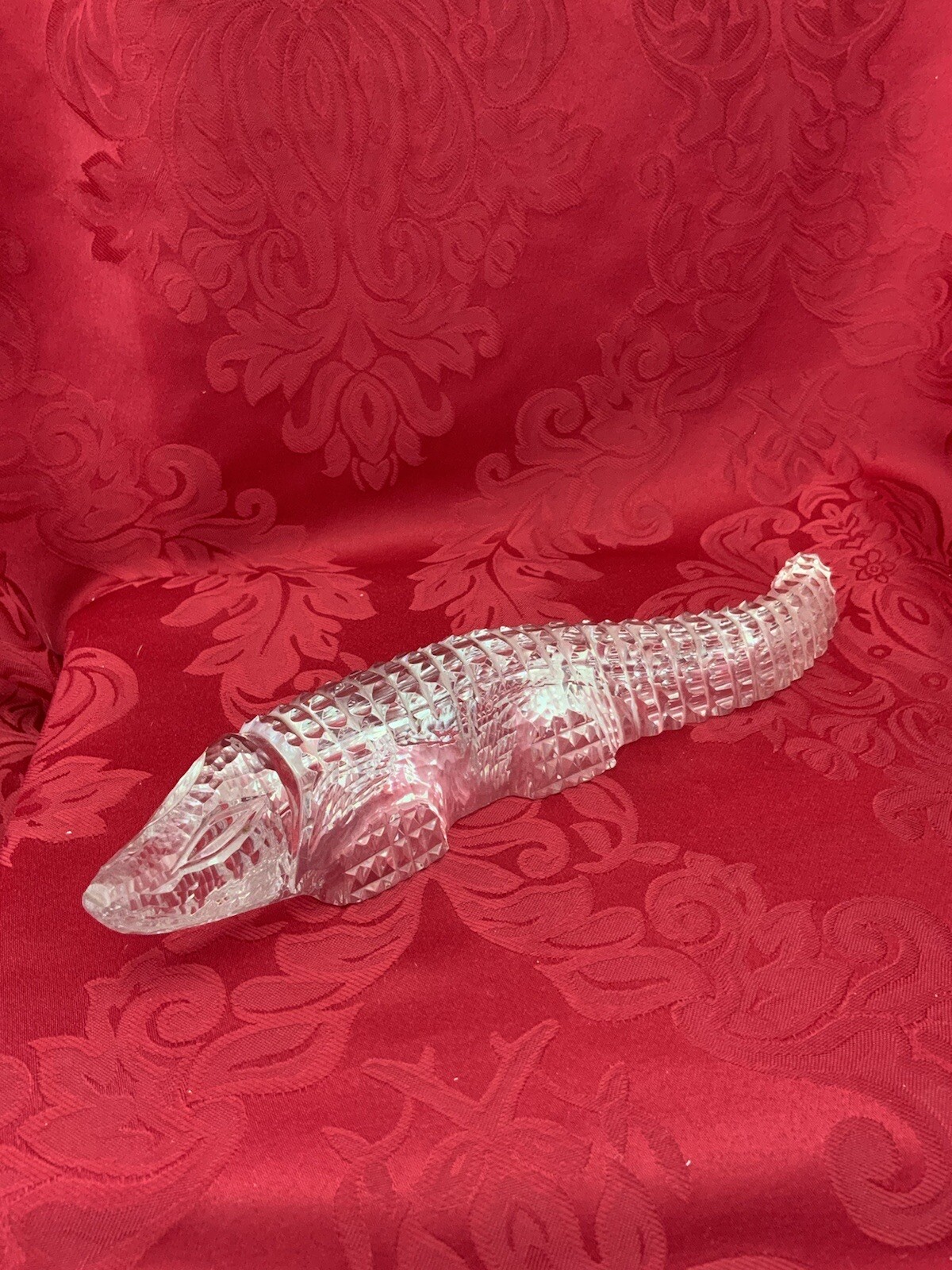 FLAWLESS Art Glass WATERFORD Ireland Crystal 11 1/2” ALLIGATOR CROCODILE Figure