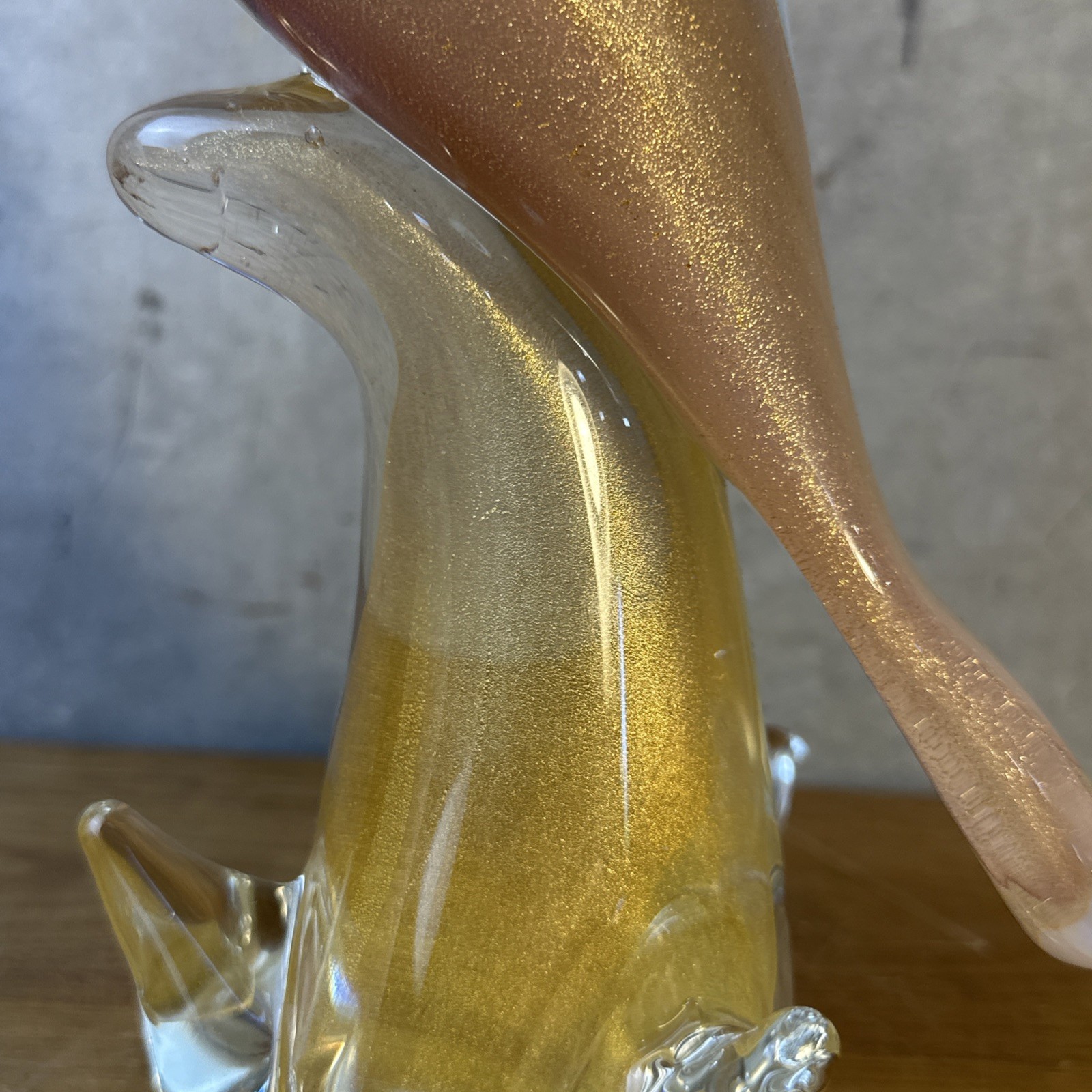 MURANO Glass Toucan Bird 12″ Italy Pink with gold flakes