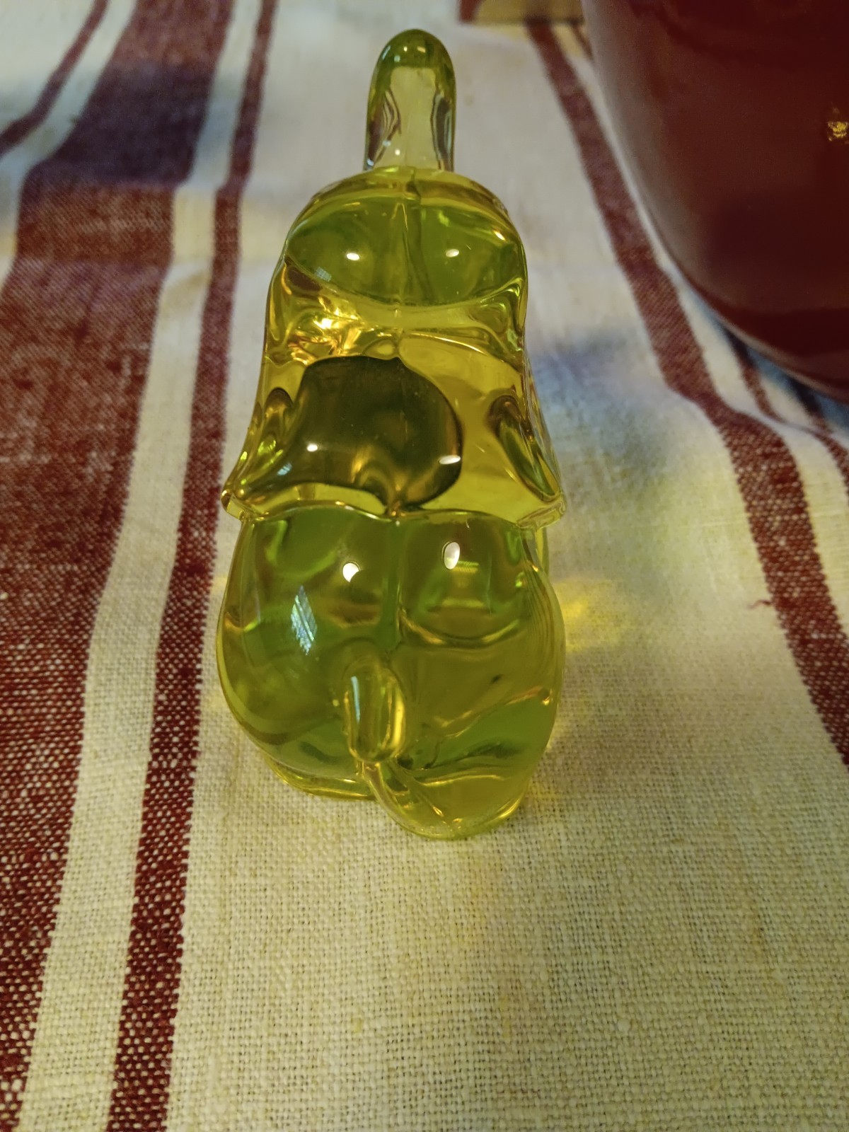 Mosser Vaseline Uranium Glass Elephant Figurine Paperweight UV Glow Vintage