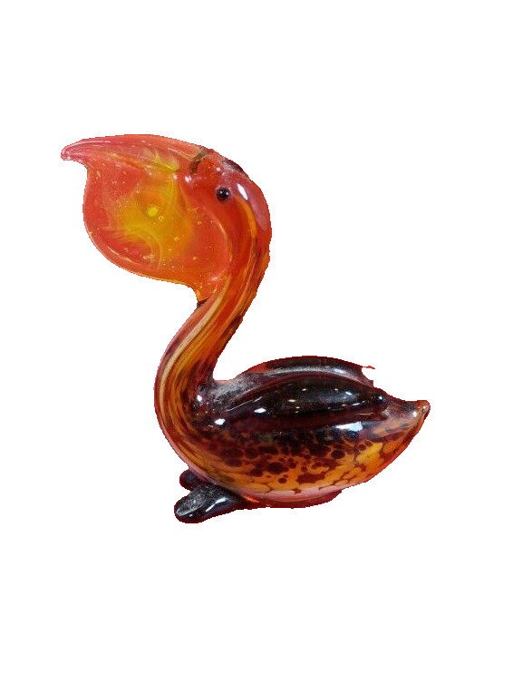 Pelican Mini 3″ Inch Art Glass Figurine/Sculpture Bird Fish in Mouth