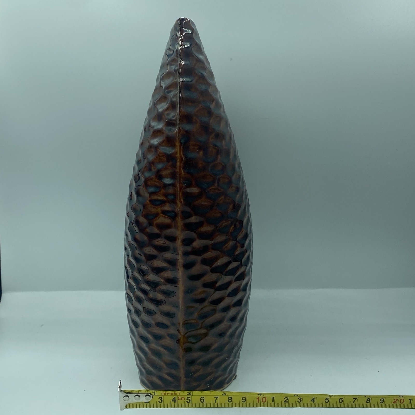 Large Sculptural Sail Vase Brown Ceramic Textured Modern Art Decor Statement