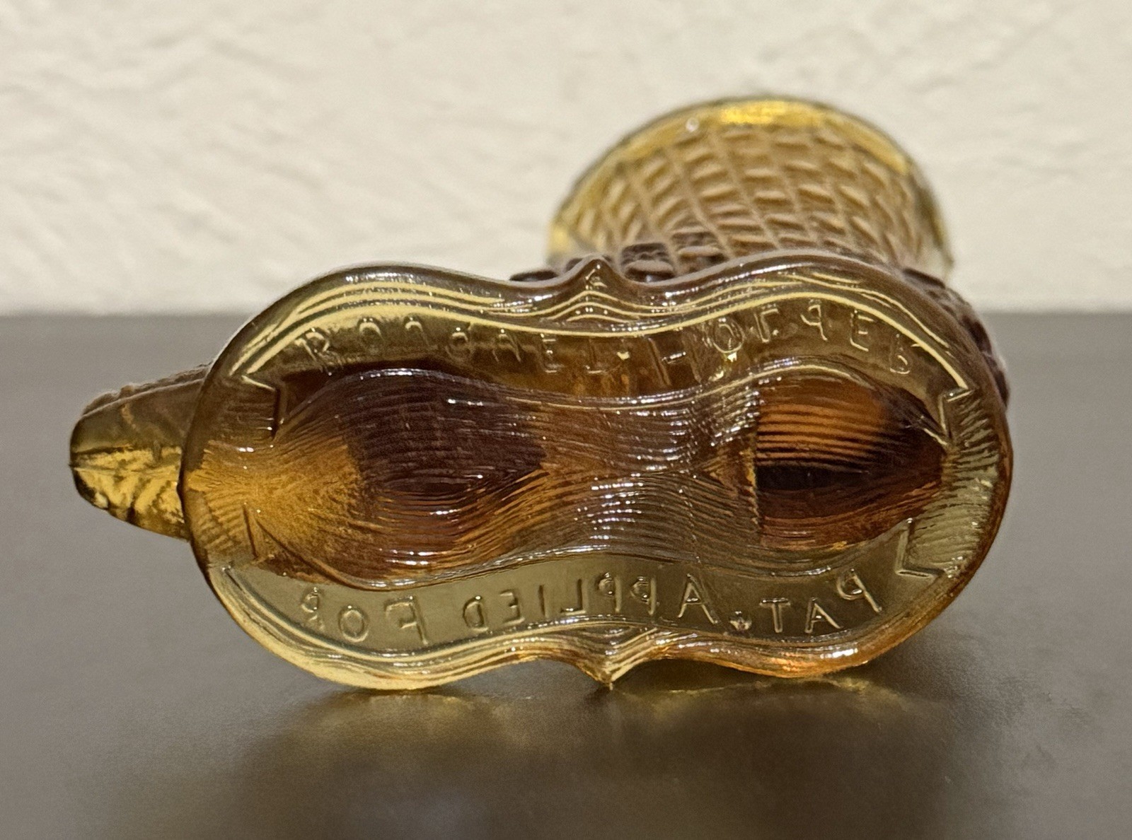 Vintage Fenton Amber Glass Boot Bouquet Flower Holder Daisy Button Design