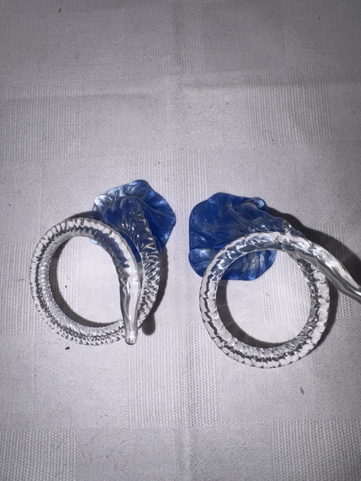 Art Deco Hand Blown Set Of 2 Morning Glory Flowers