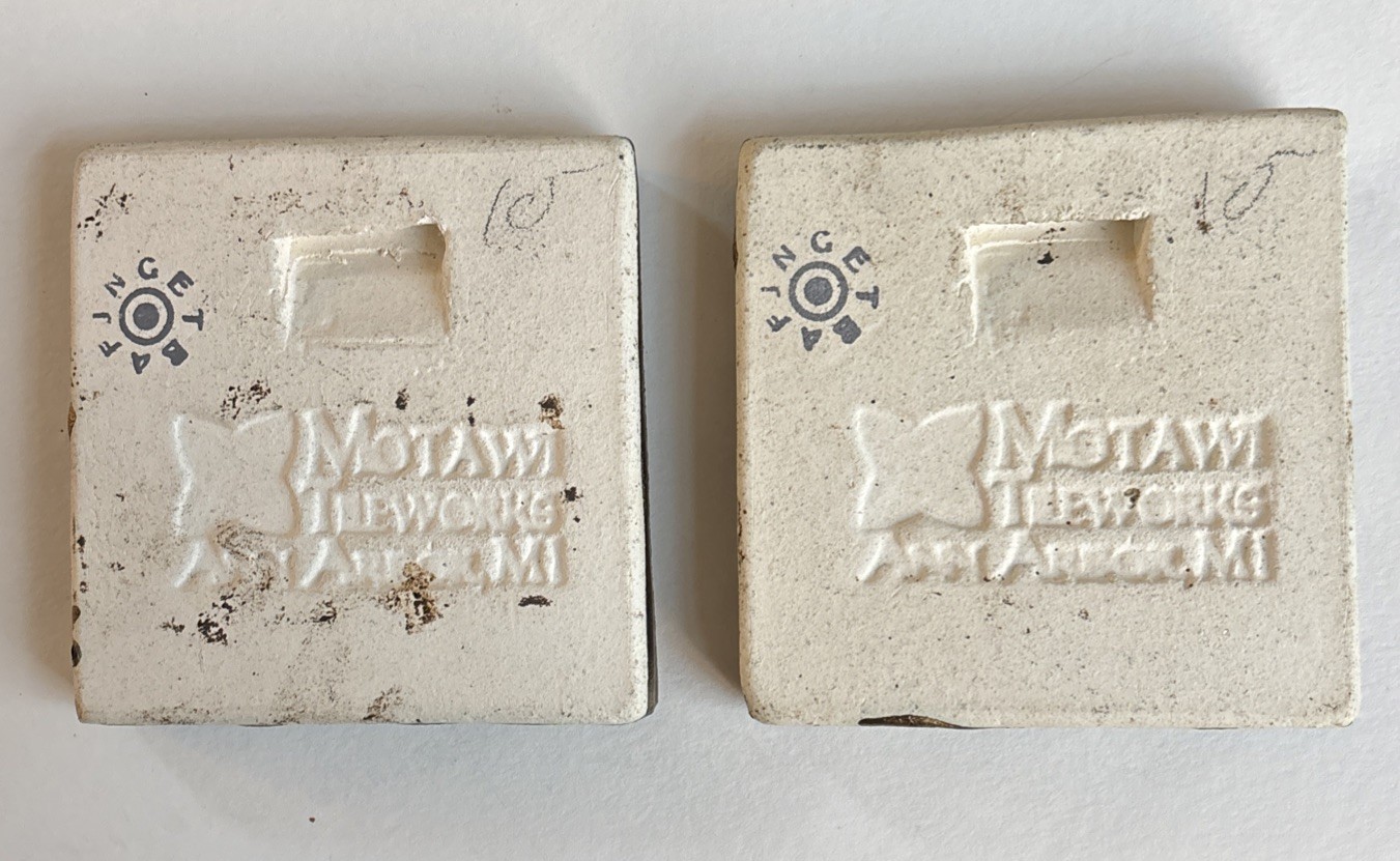 Pair-2 MOTAWI TILEWORKS Medieval Stag 4” x 4” Right Facing Copper/Bronze Tiles