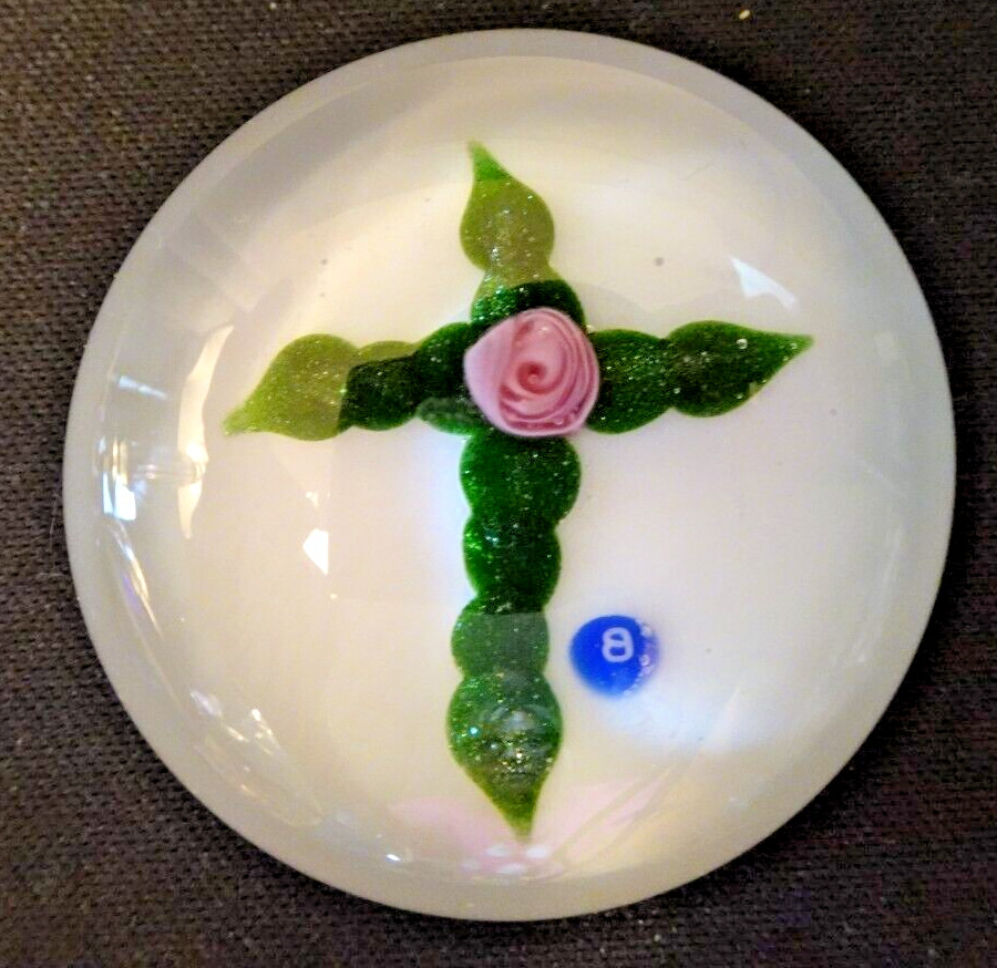 Bob Banford Miniature Lampwork CROSS Art Glass Paperweight B Cane