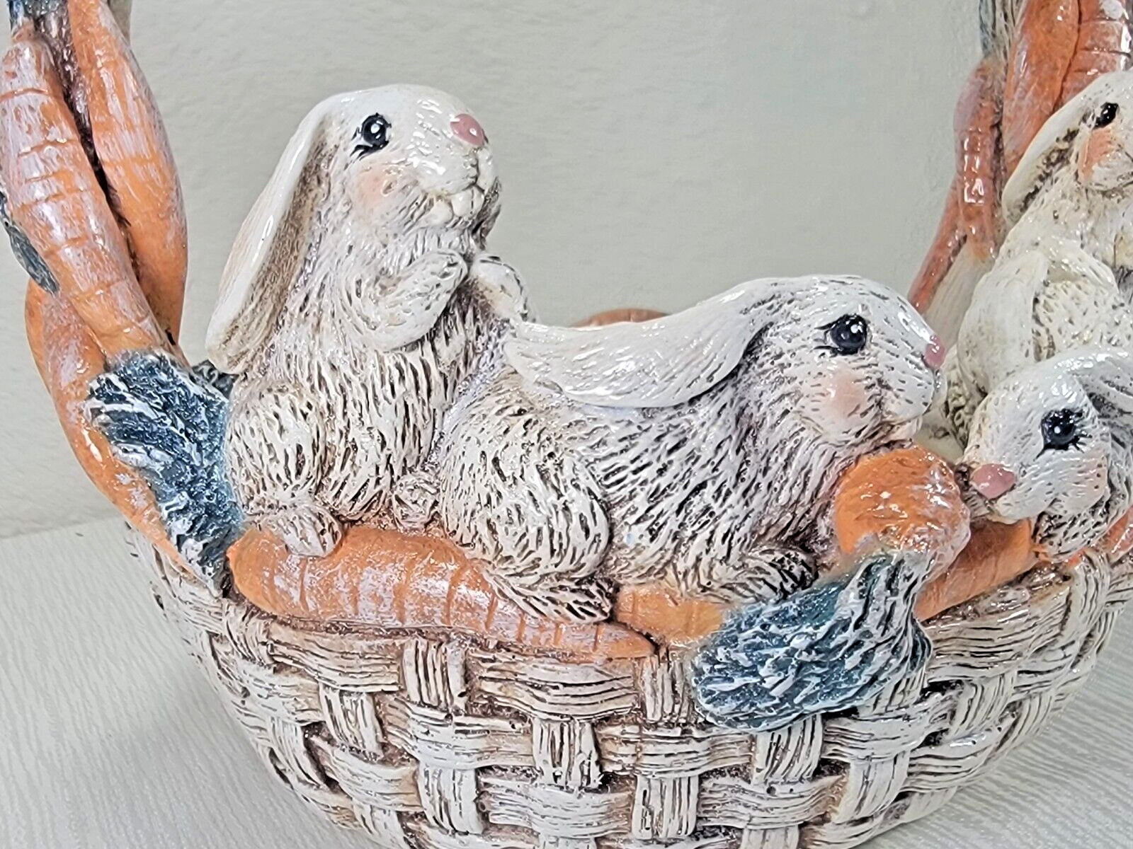 Florentine Art Studio Large Basket Rabbits Statue Sculpture Easter Terracota