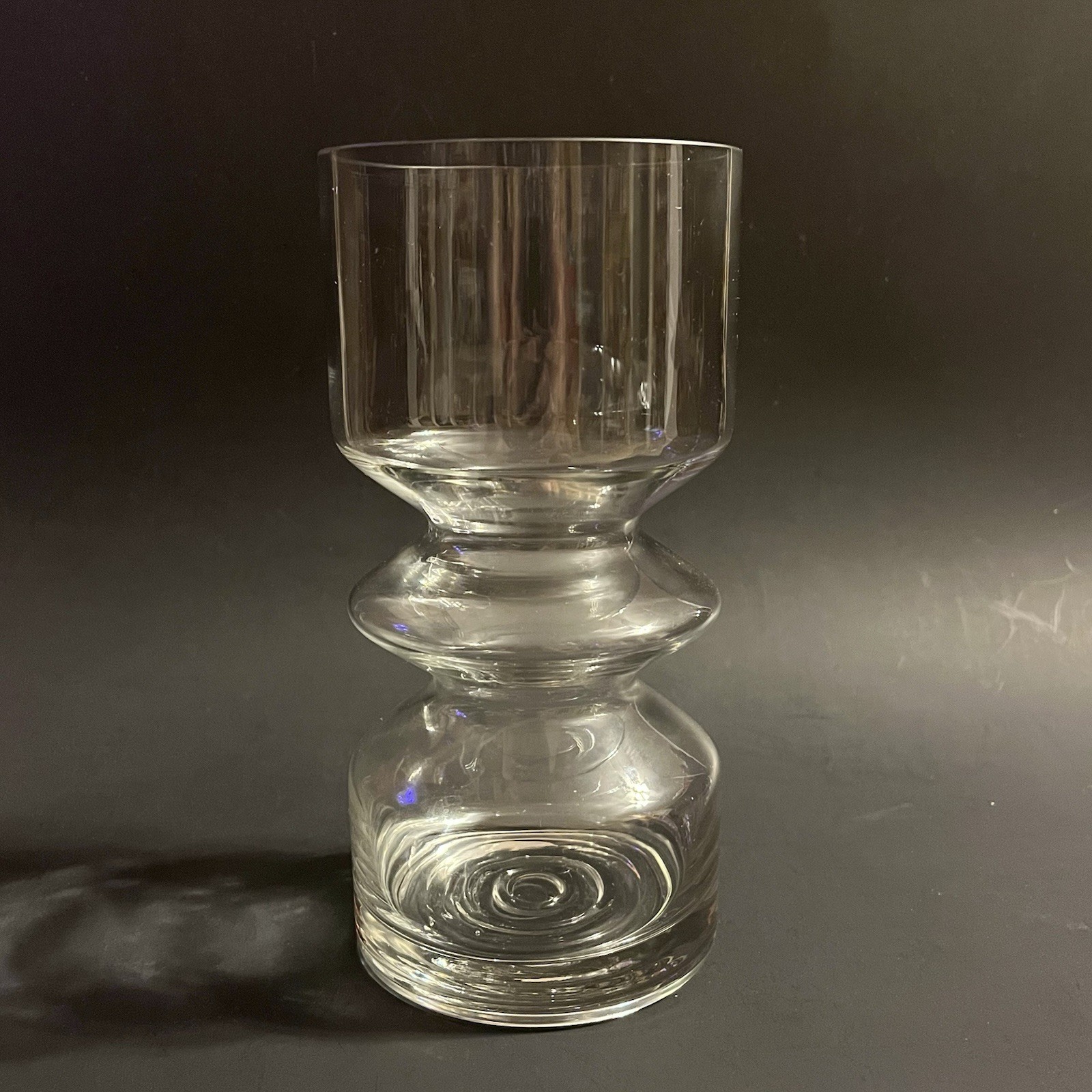 Vtg Riihimaki Rihimaen Lasi Oy Hoop Vase Tamara Aladin 7¾” #1472 Finland Clear