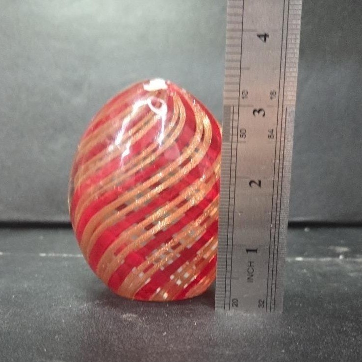 Red and Gold Aventurine Swirl Art Glass Paperweight Murano Ferro & Lazzarini? *