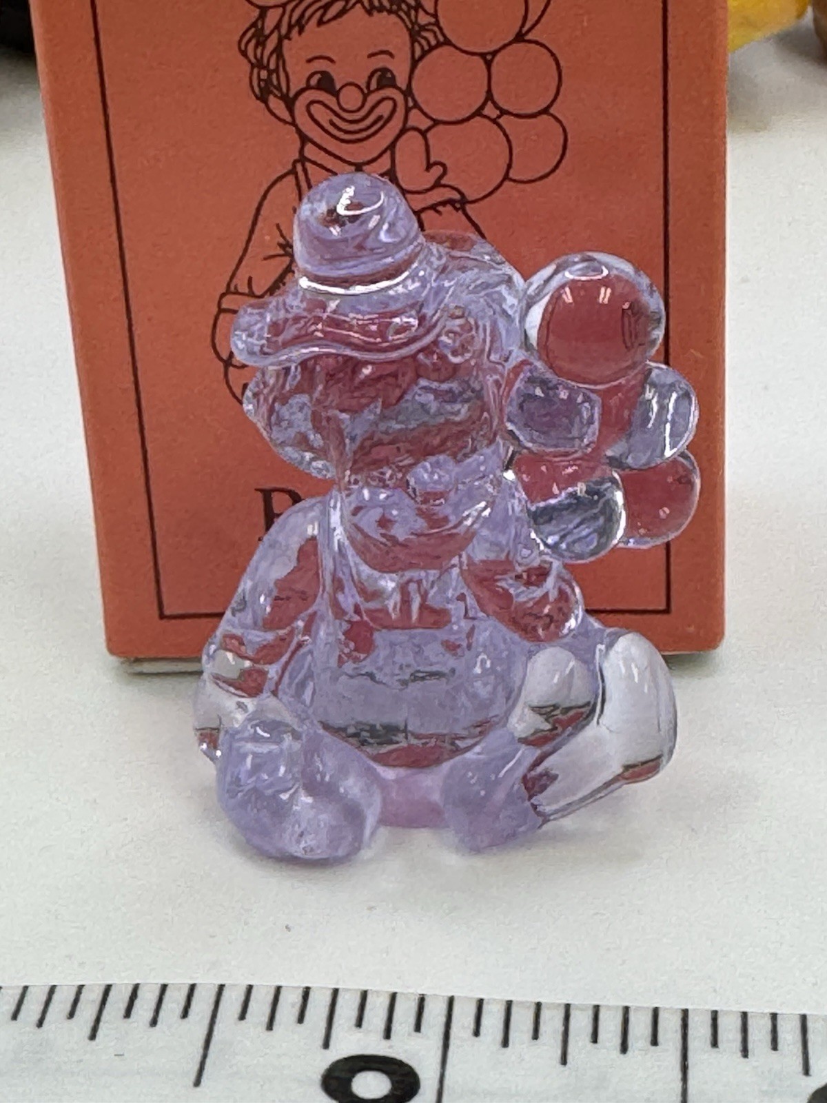 MOSSER GLASS 1-5/8″ “PEE WEE”THE BALLOON CLOWN PEWTER GLASS “E” QR8