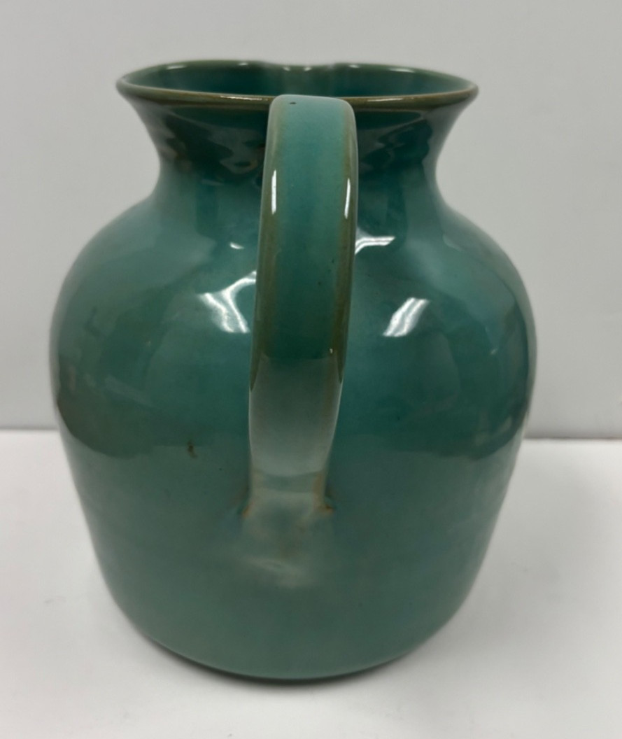 Large Vintage Turquoise Blue POTTS TOWN Seagrove Pottery Pitcher 1993 JP Signed