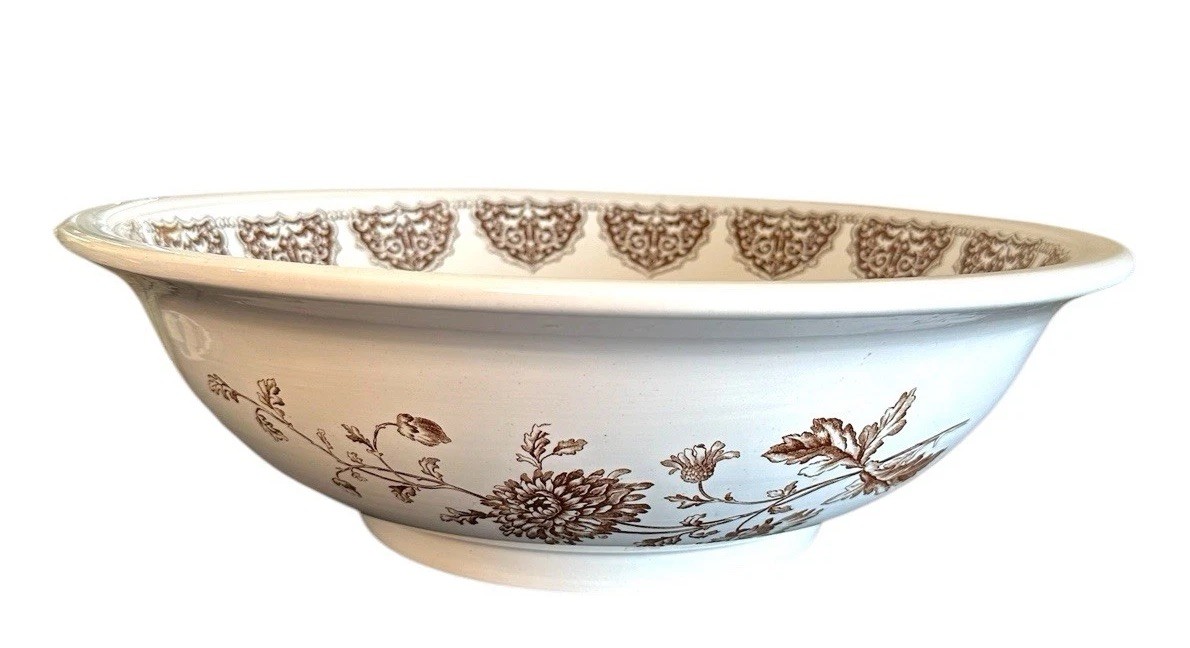 Antique Brown Transferware Wash Basin Bowl Only Emery Richmond Burslem England