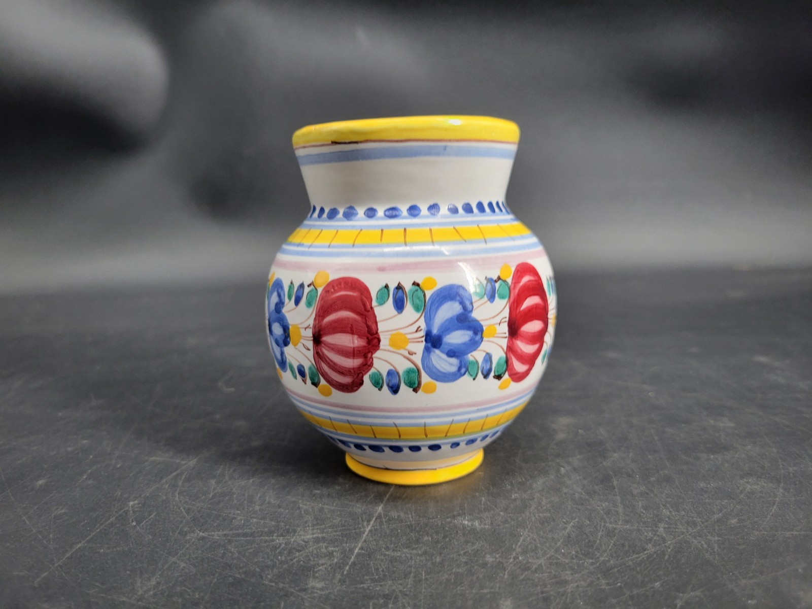 Small Handmade Floral Pottery Vase 4.5 Inches Tall Signed By the Artist