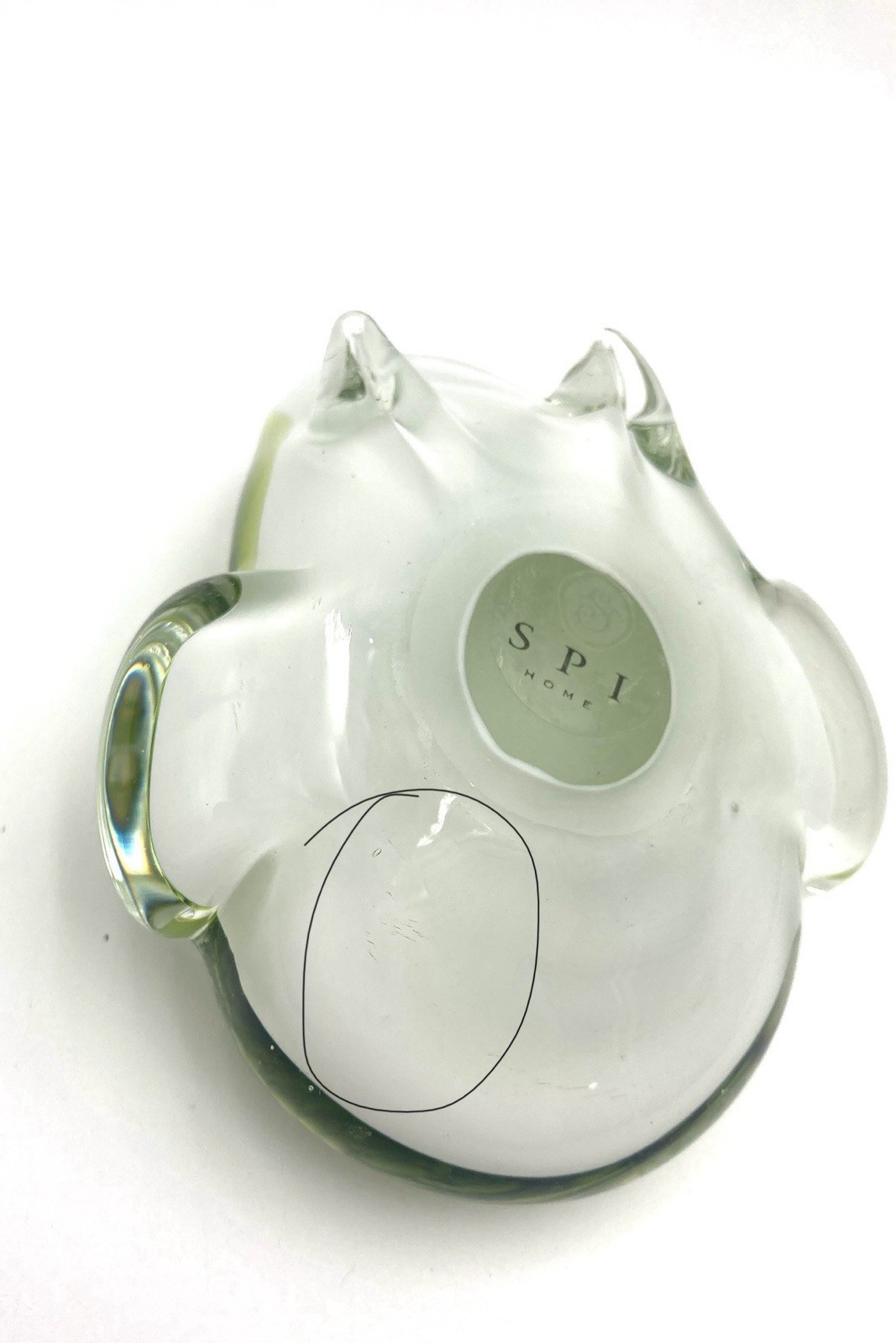 Art Glass Frog Toad Paperweight Speckled Green Vtg SPI Home 3.5” X 4.5”