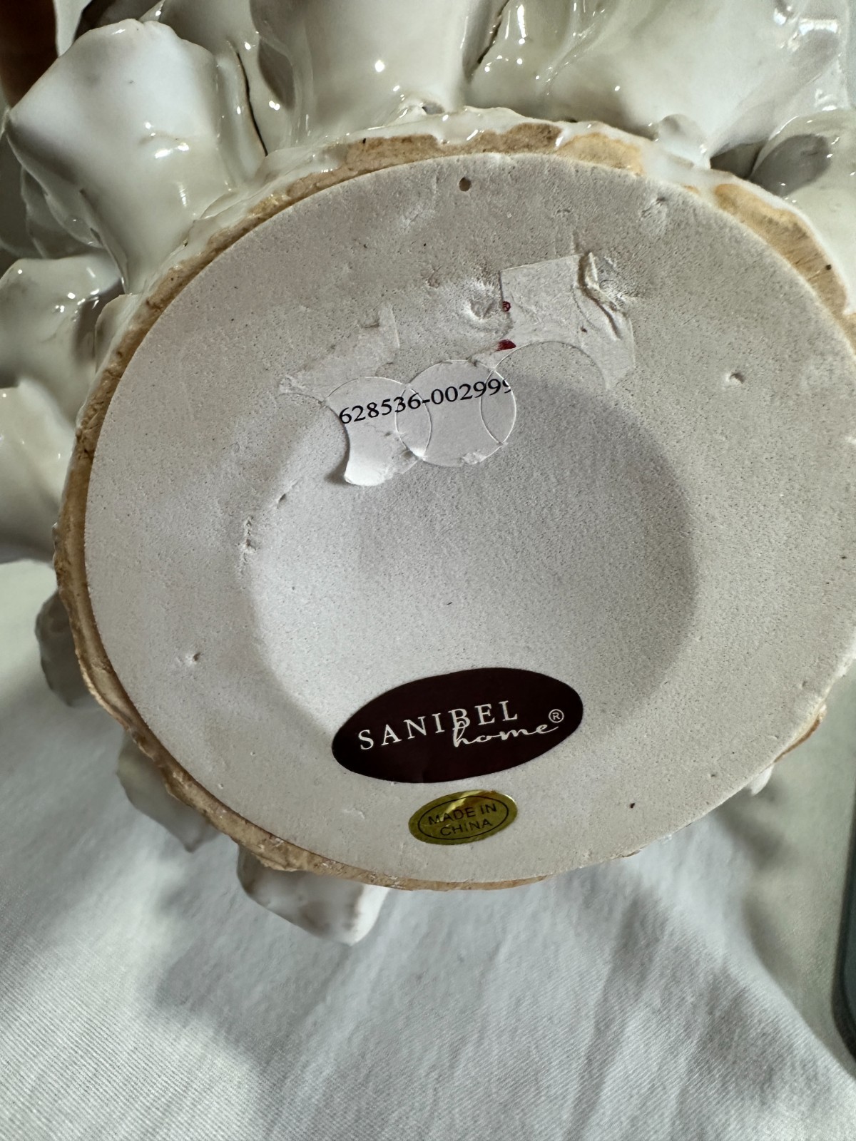 Sanibel Home 15.5″ White Ceramic Multi Bud Vase Large Barnacle Floral Tulipiere