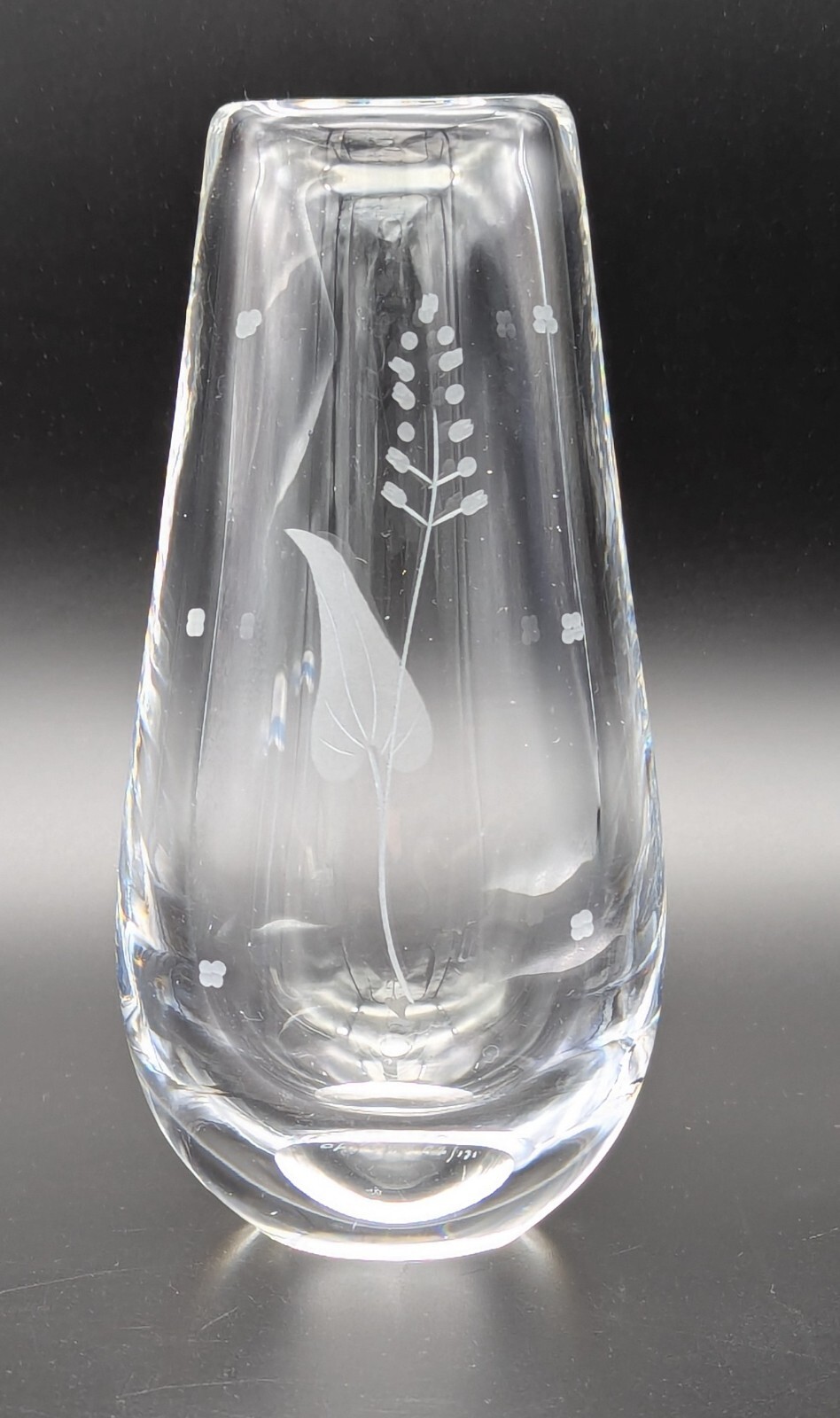 Vtg. Orrefors #2802 Crystal 6″ Vase Wheel Cut Sven Palmqvist Sweden 1950s-60s