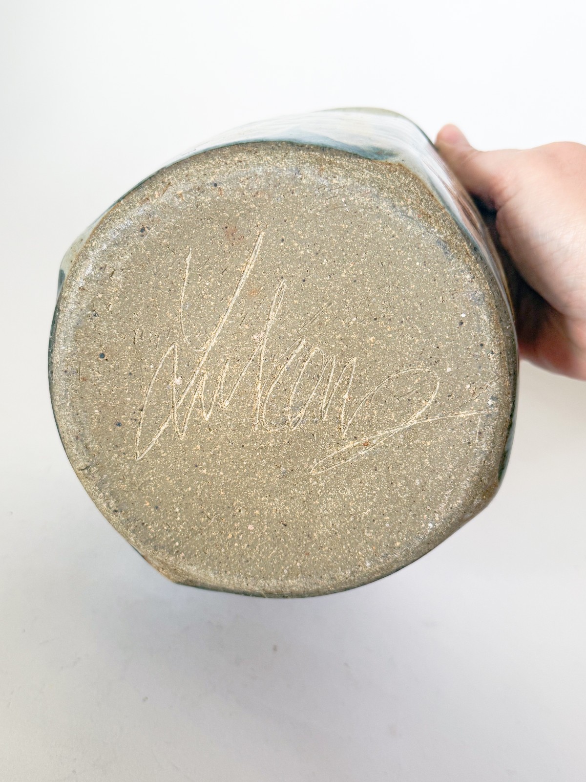 Mid 20th Century Glazed Studio Pottery Squared Planter, Signed, Mod Design