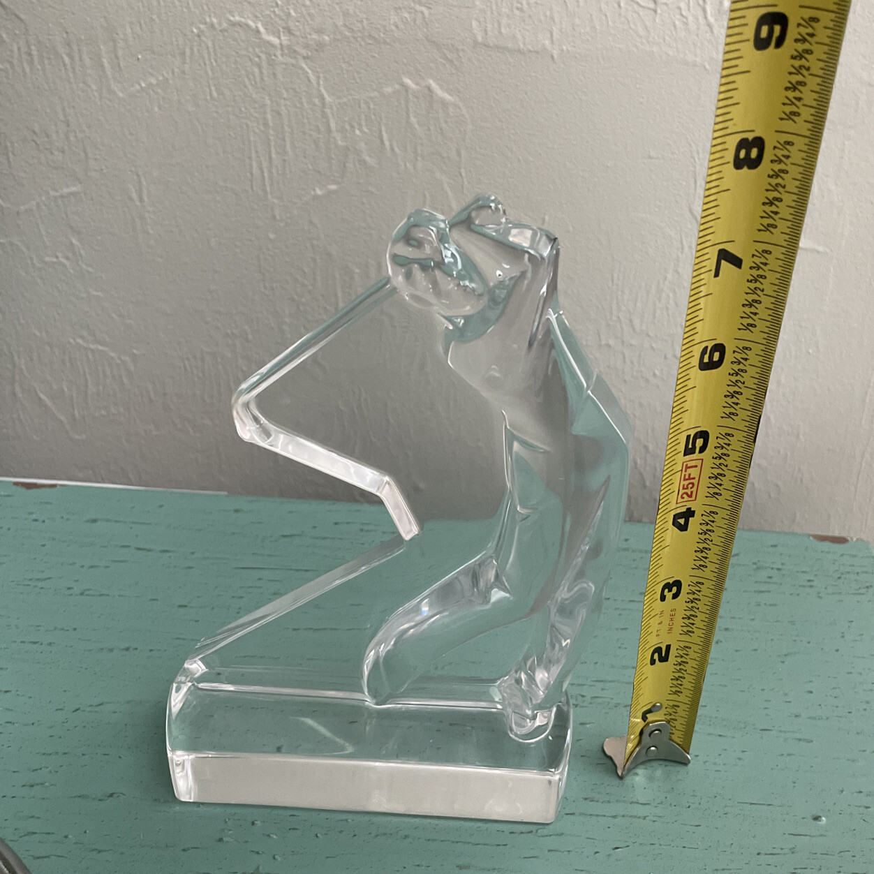 Vintage Japan Hoya Crystal Golfer Figurine Stamped Paperweight Art Glass Rare