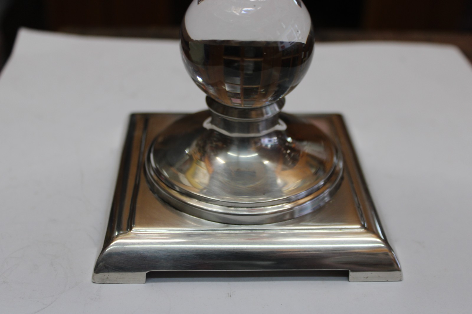 ANTIQUE 1910-19 STEUBEN HAWKES SIGNED CRYSTAL VASE W/ STERLING BASE #S1459 16″ T
