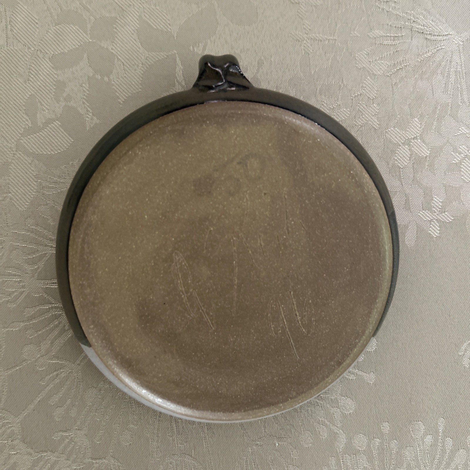 Hand Crafted Signed Art Studio Pottery with holder very unique rare