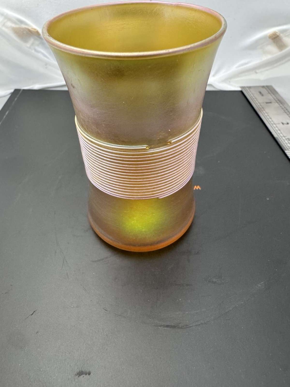 TIFFANY SALT Signed L.C.T. Glass Iridescent Art Nouveau Flawless rare Circa 1900