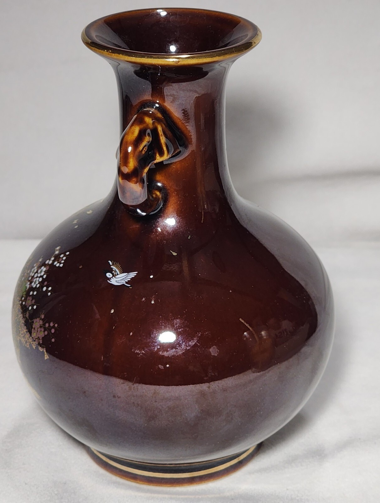 Vintage Elephant Elephants Handles Vase Pitcher Brown Ethnic Artist OMC Japan