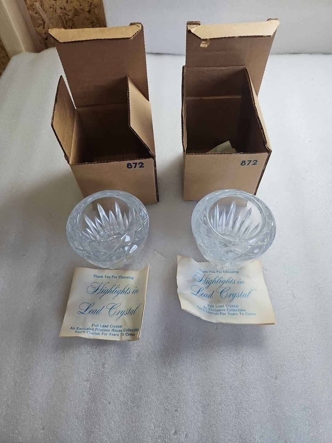 Pair (2)Vintage Princess House Highlights Lead Crystal Votive Candle Holder #872