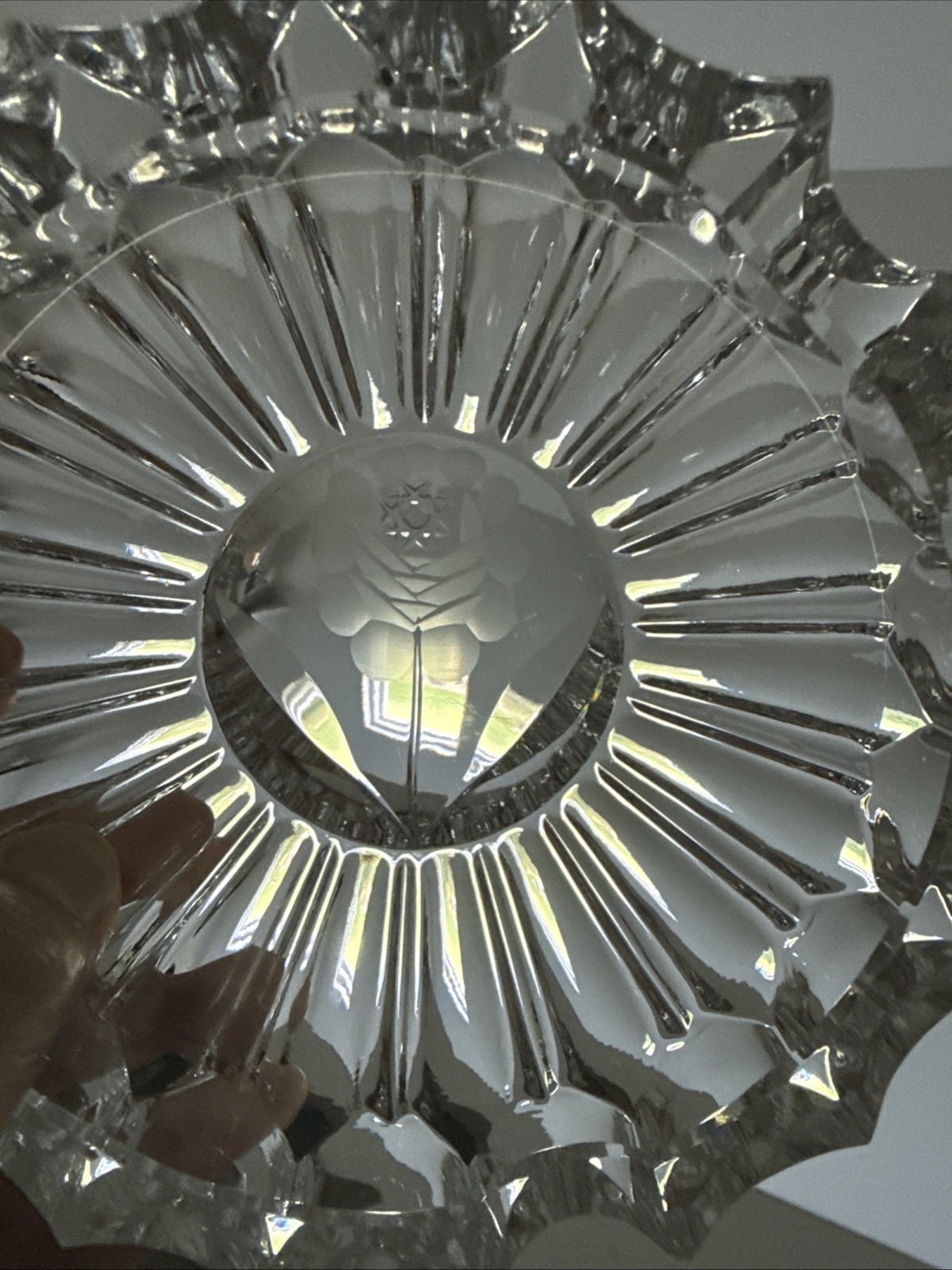 Vintage Cut Glass Bowl Crystal Ashtray MidCentury Modern Etch Rose I’M GORGEOUS