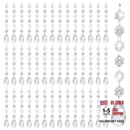 100 Pcs Chandelier Crystals Replacement Clear Acrylic Hanging Teardrop