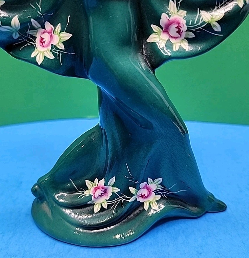 2 – 1930’s Porcelain Dancing Ladies In Floral Green Dress – Made In Japan