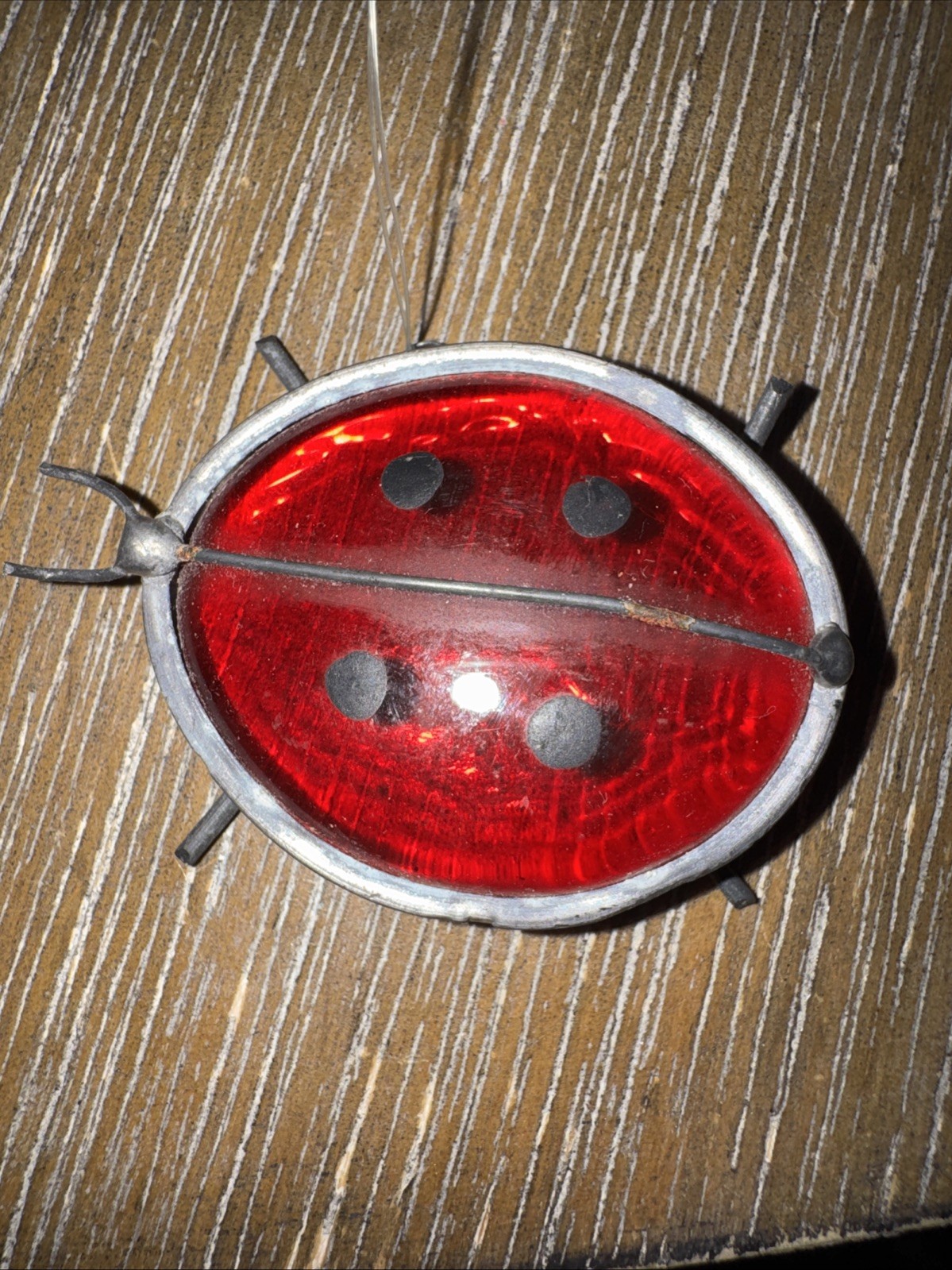 Stained Glass lady bug Suncatcher, 1.78×1.5 Red Glass String hook