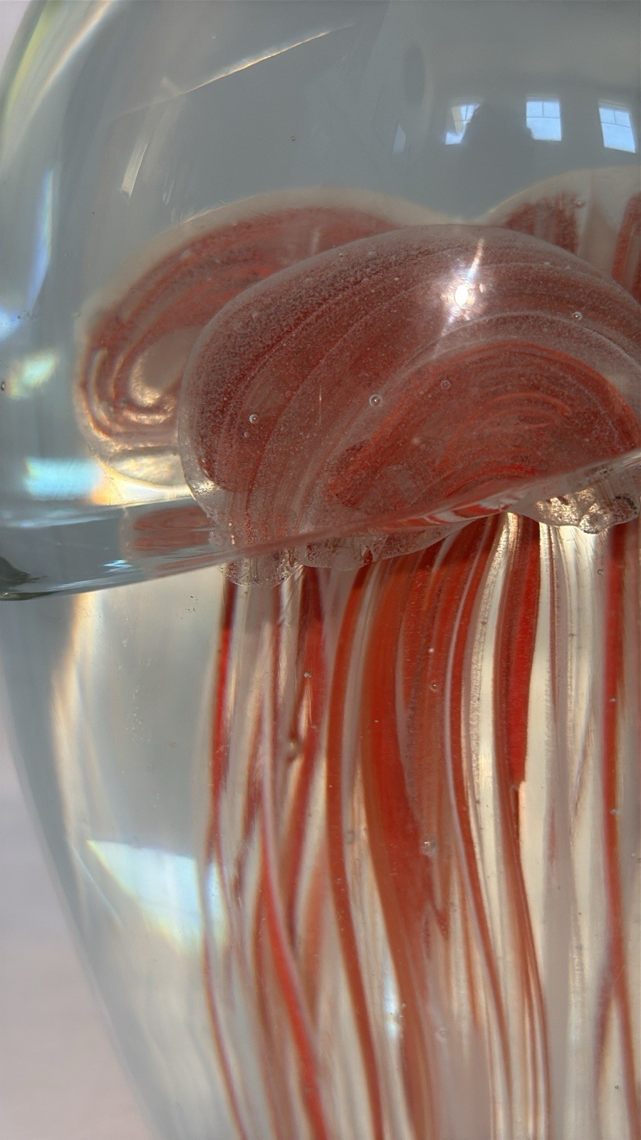 Vintage Extra Large 9” Glass with 3 Jellyfish Art Glass Paperweight Glows 8 Lbs