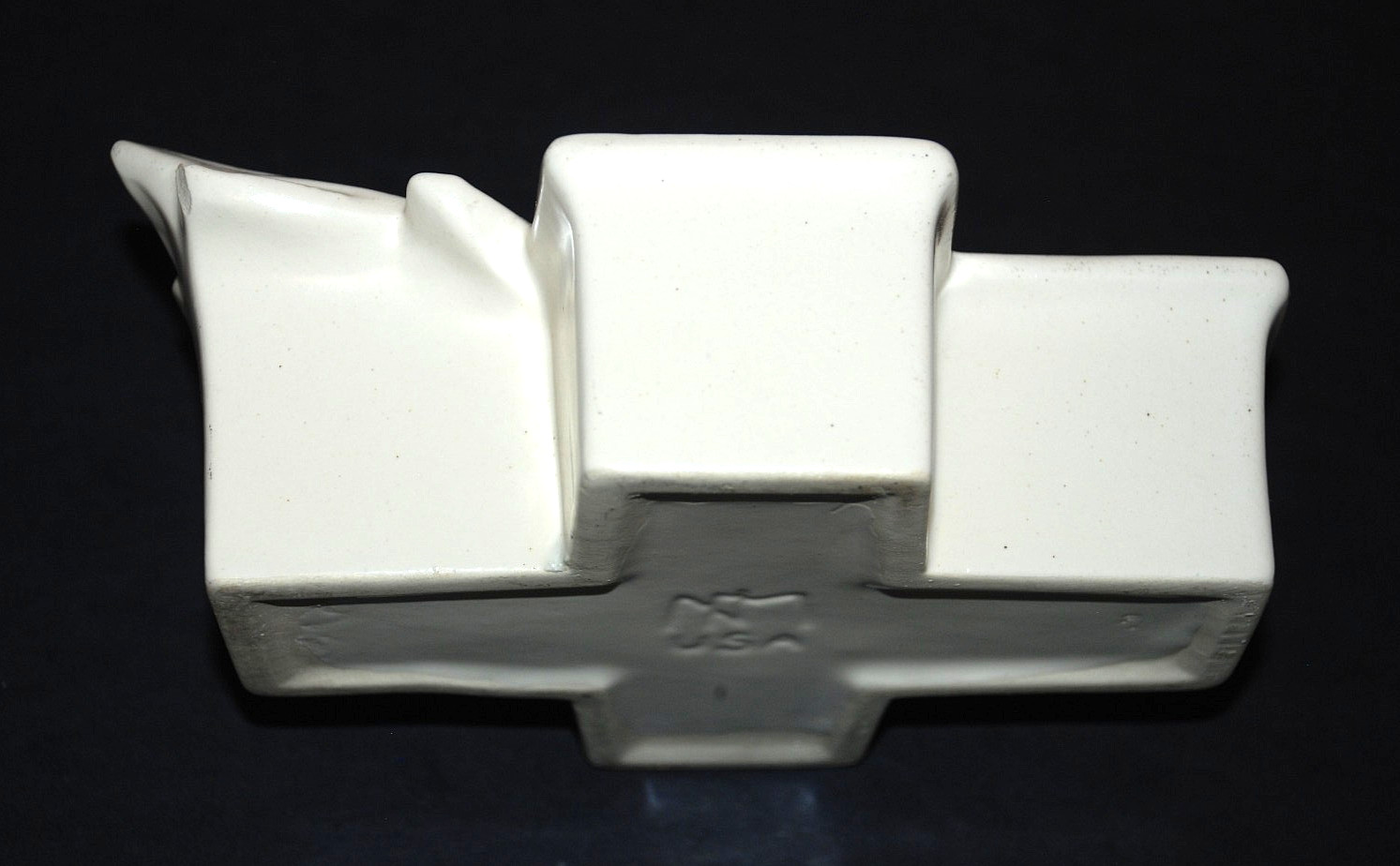 Original Nelson McCoy Signed Pottery White Lily Bud Cross Planter 1940’s MCM