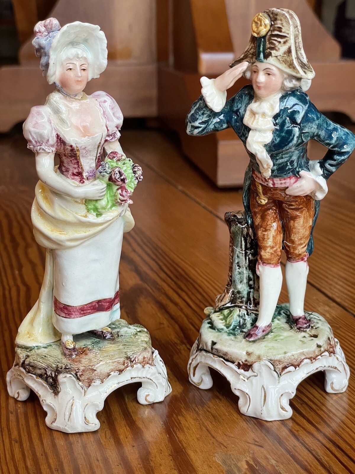 ANTIQUE CERAMIC FIGURINES MAJOLICA GERMAN AUSTRIA BERNARD BLOCH ? 1900-1919