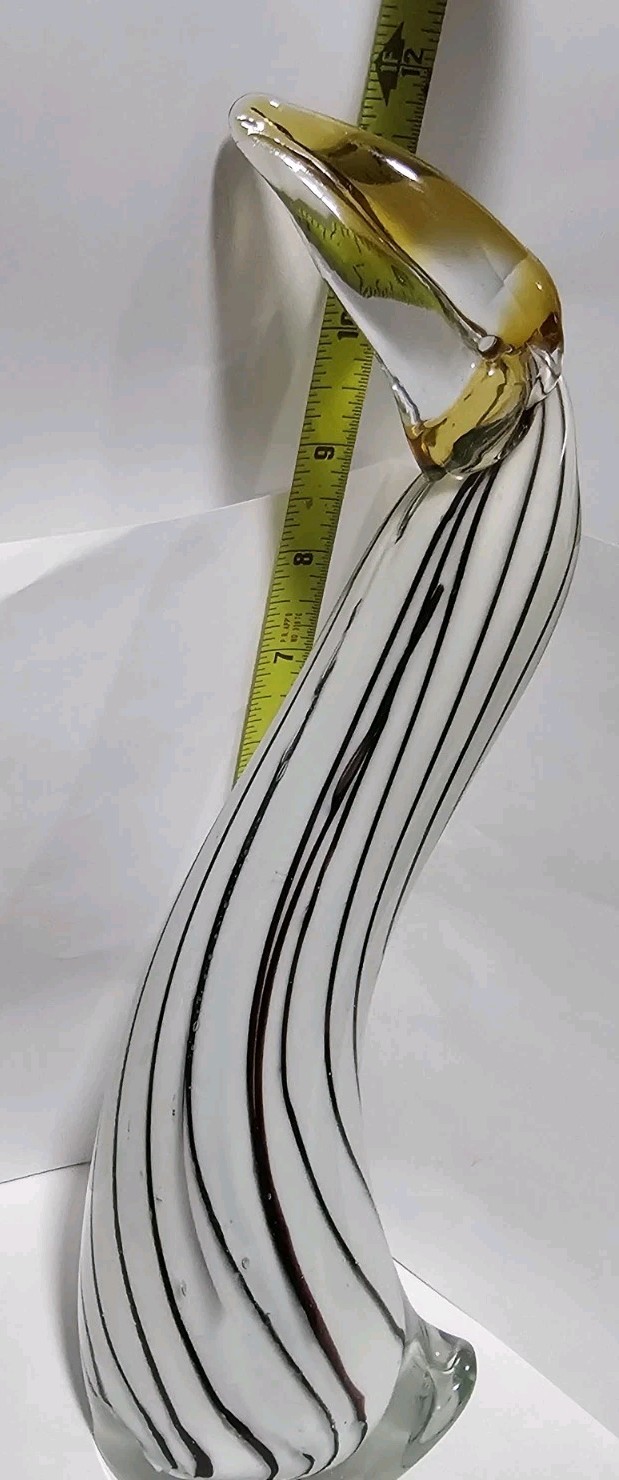 Art Glass Hand Blown Striped Pelican Toucan Penguin Bird Sculpture 10″