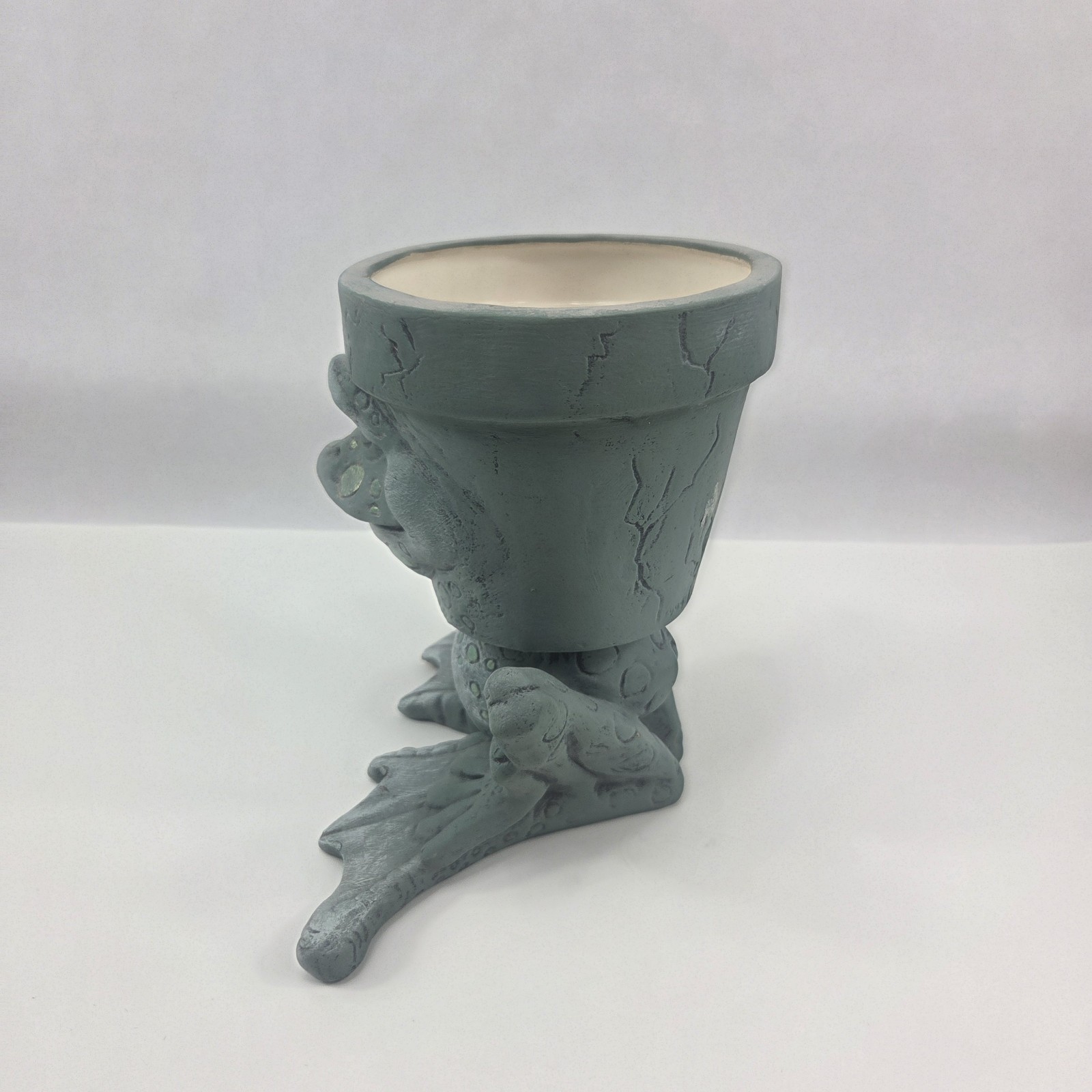 Vintage Signed Pottery Frog Planter 1999 Hand Painted Garden Decor