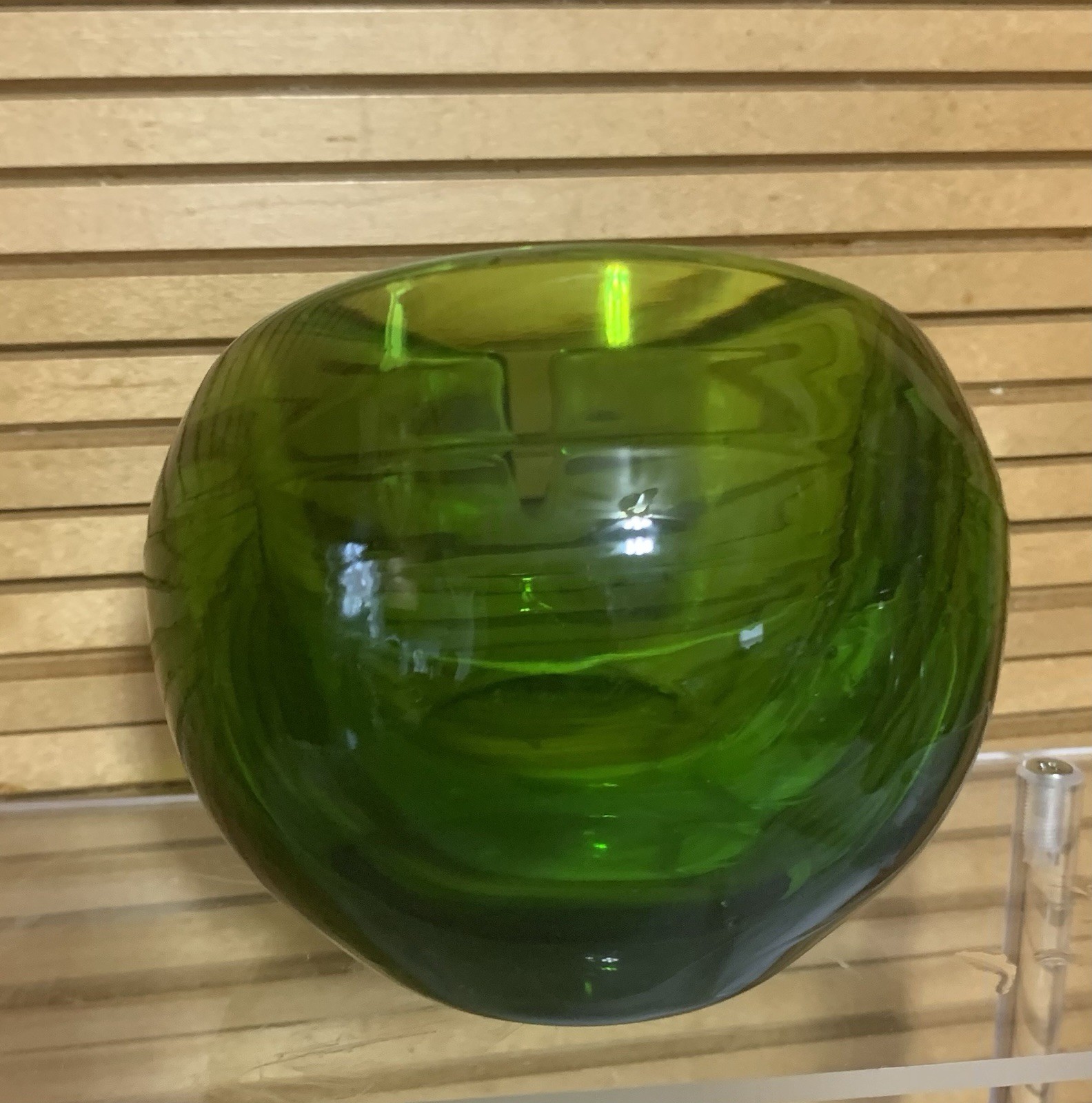 LARGE 6″ Vintage Orb Viking Ash Tray Green Glass MCM Mid Century Modern Retro