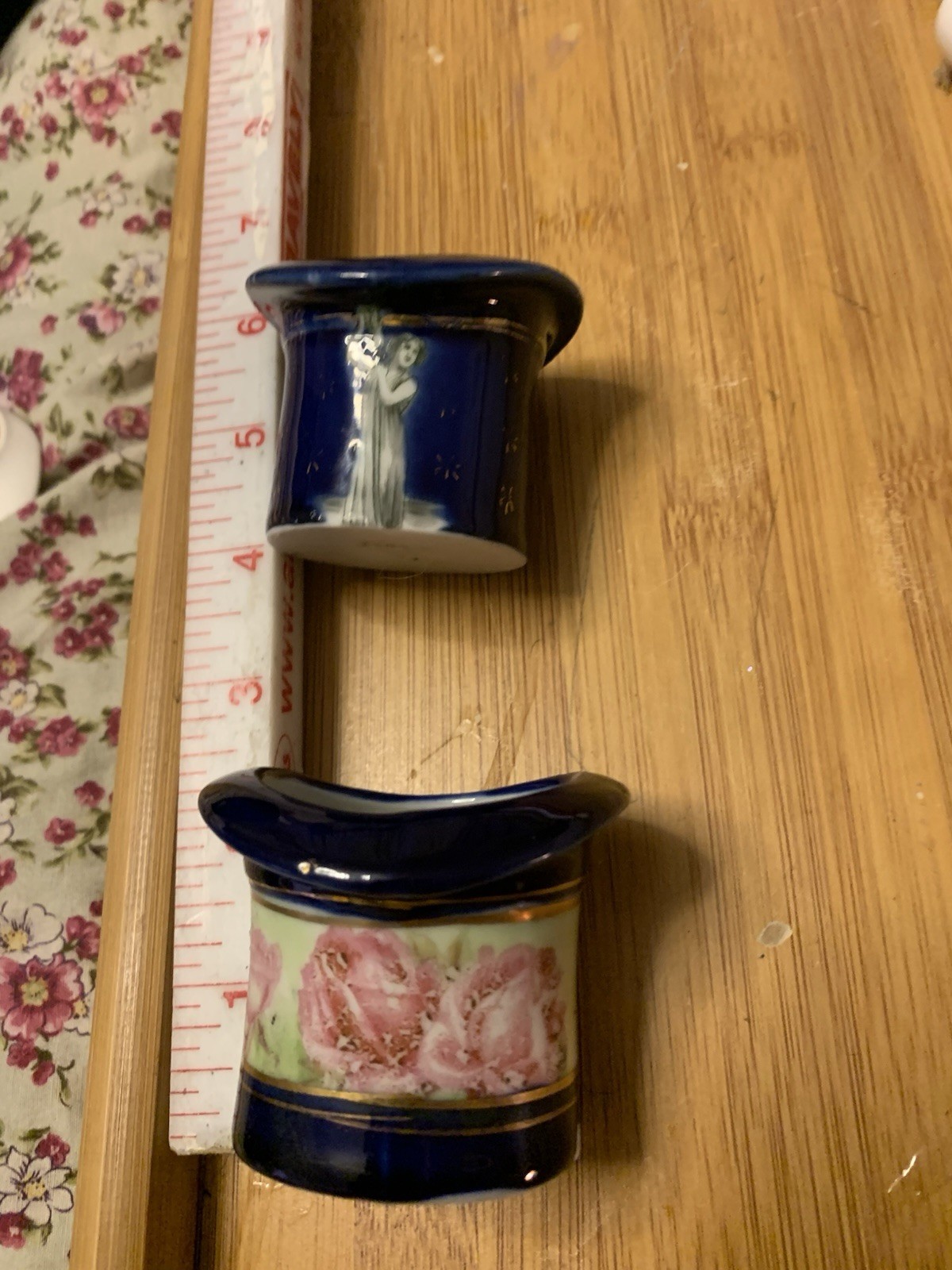 Vtg Lot Mini Pottery Pitchers Bowls Royal Blue Med Some Signed (20)Maker M Japa