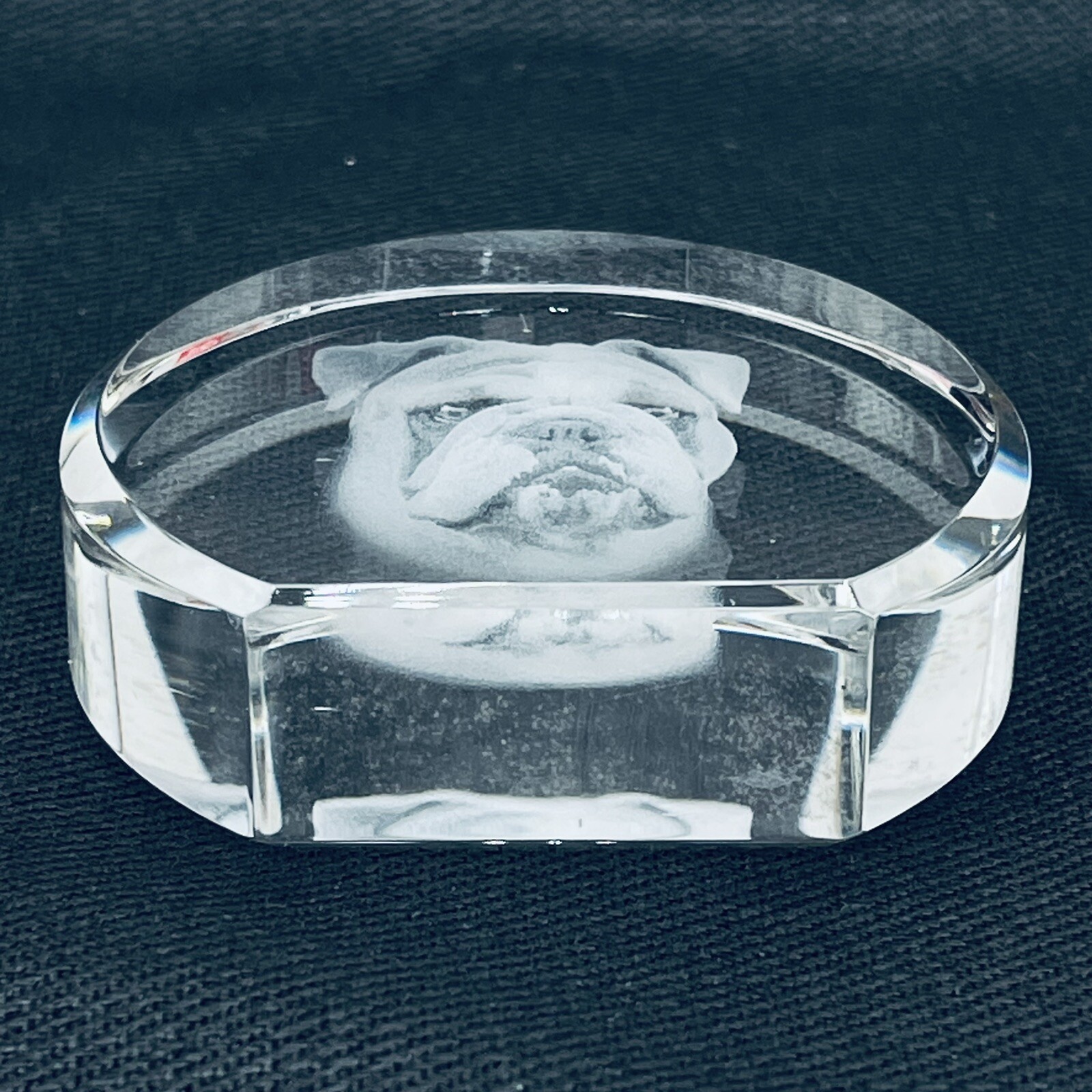 English Bulldog Optical Crystal Impressions Sculpture Laser Glass Paperweight