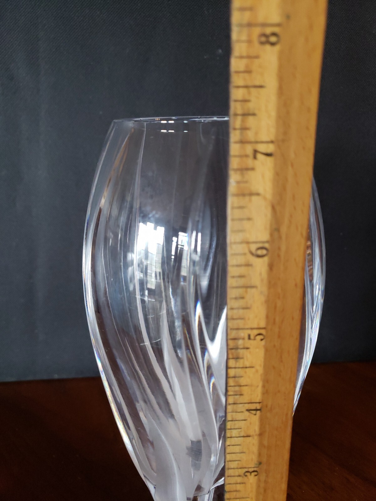 MIKASA FLAME D’AMORE Crystal 7-1/4″ Flower Vase frosted and clear swirl cut READ