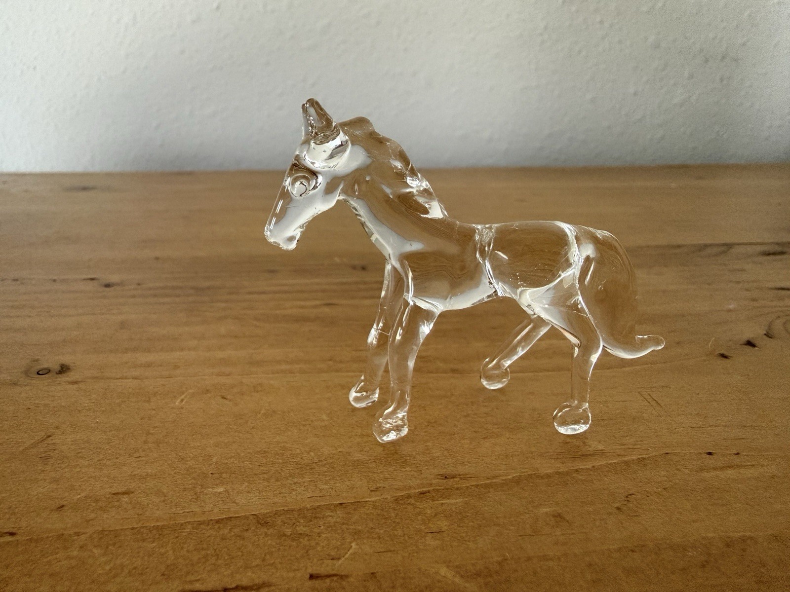Clear Glass Horse Figurine Miniature Fantasy Decor