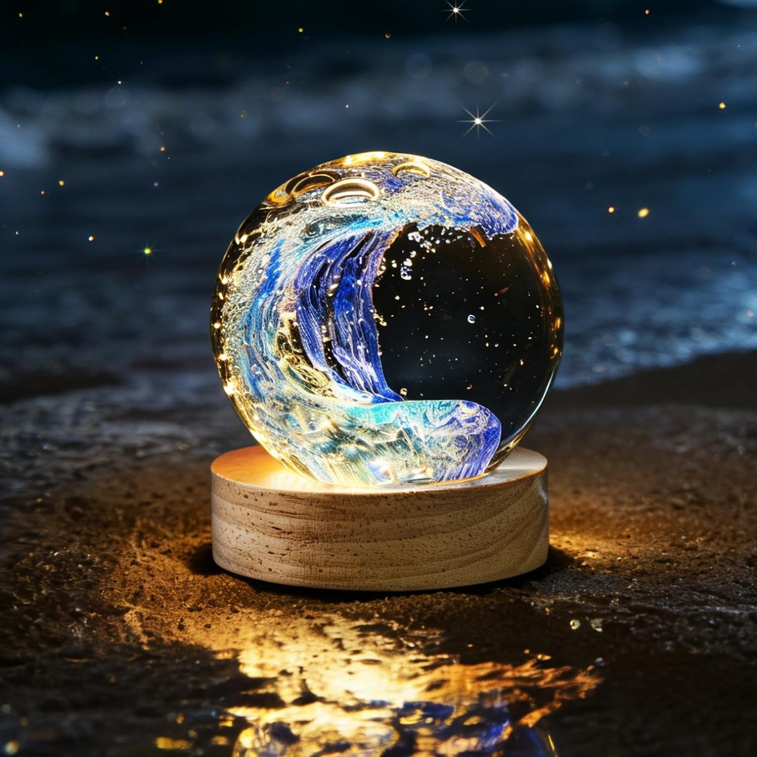 Ocean Lovers Crystal Ball Hand Blown Glass Sphere Paperweight Gift Decor