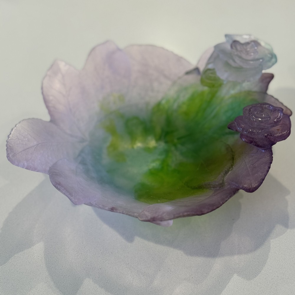 Daum – Crystal Roses Decorative Dish and Crystal Angel – Pate De Verre