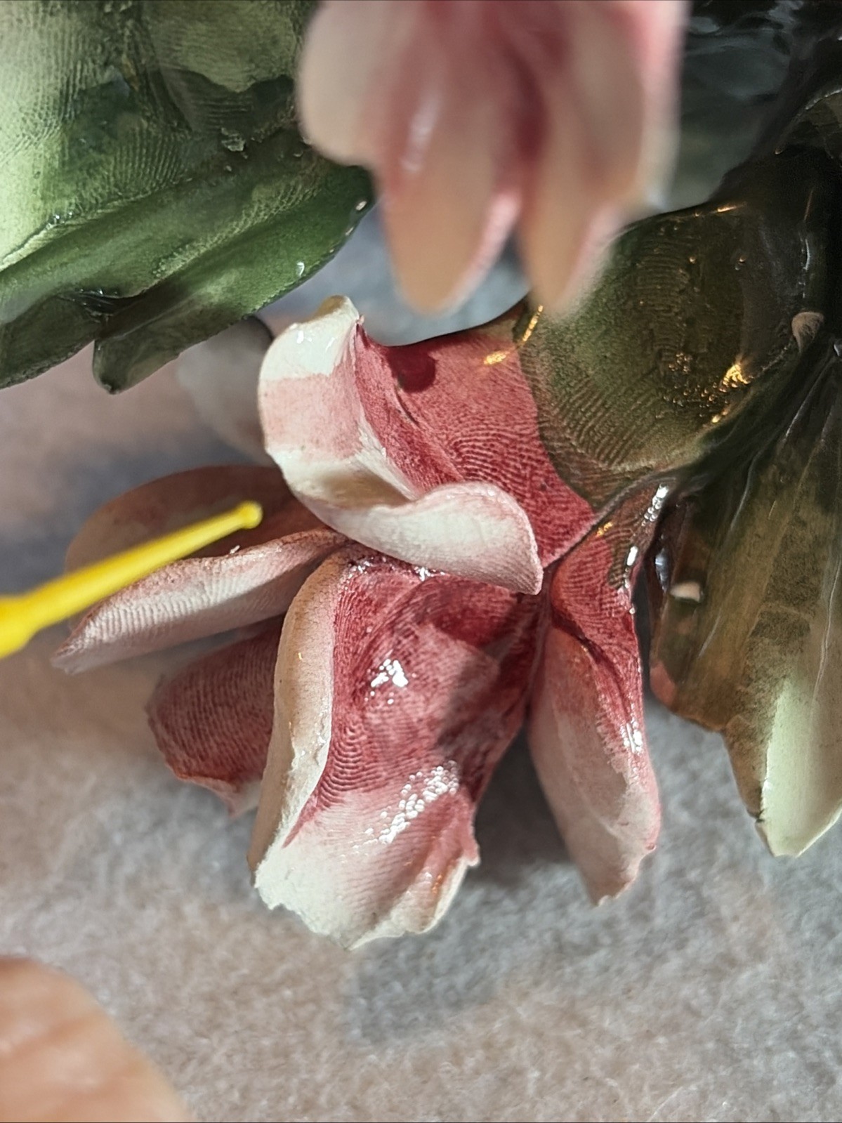 Vintage Capodimonte Italy Porcelain Floral Arrangement Sculpture Flowers Decor