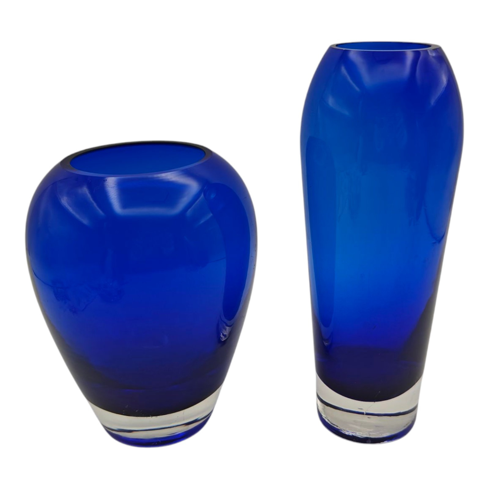 Cobalt Blue Glass Vases Lot Of 2 W Flaws READ!!