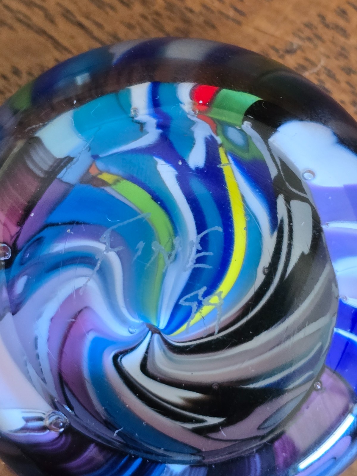Jody Fine Art Glass Marble Orb Matching Stand 1999 Very Rare FANTASTIC!